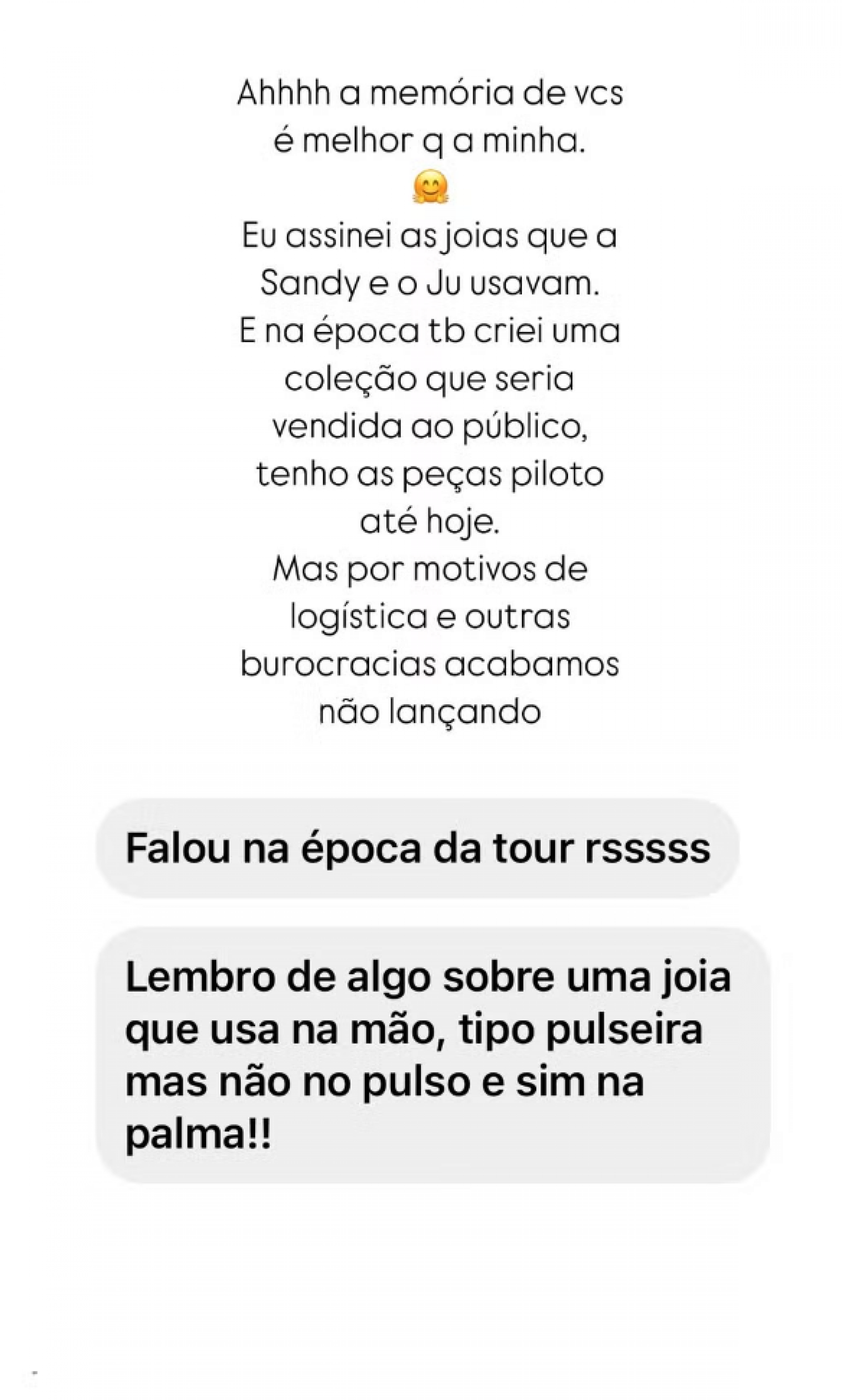 Monica Benini surpreende fãs ao lembrar coleção de joias criada para Sandy & Júnior  - reprodução Instagram