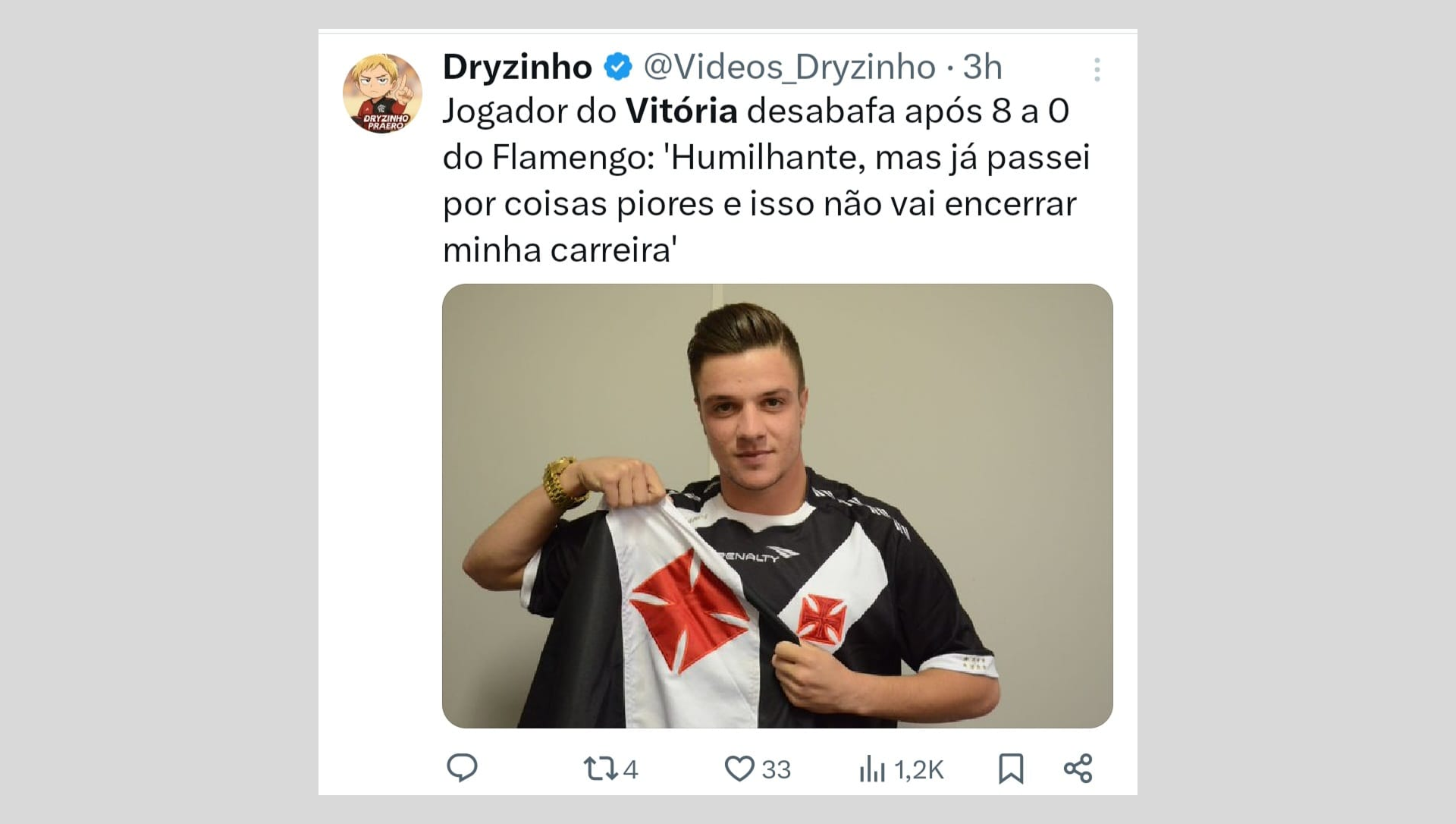 Memes sobre a goleada de 8 a 0 do Flamengo sobre o Vitória tomaram conta das redes sociais - Reprodução do X