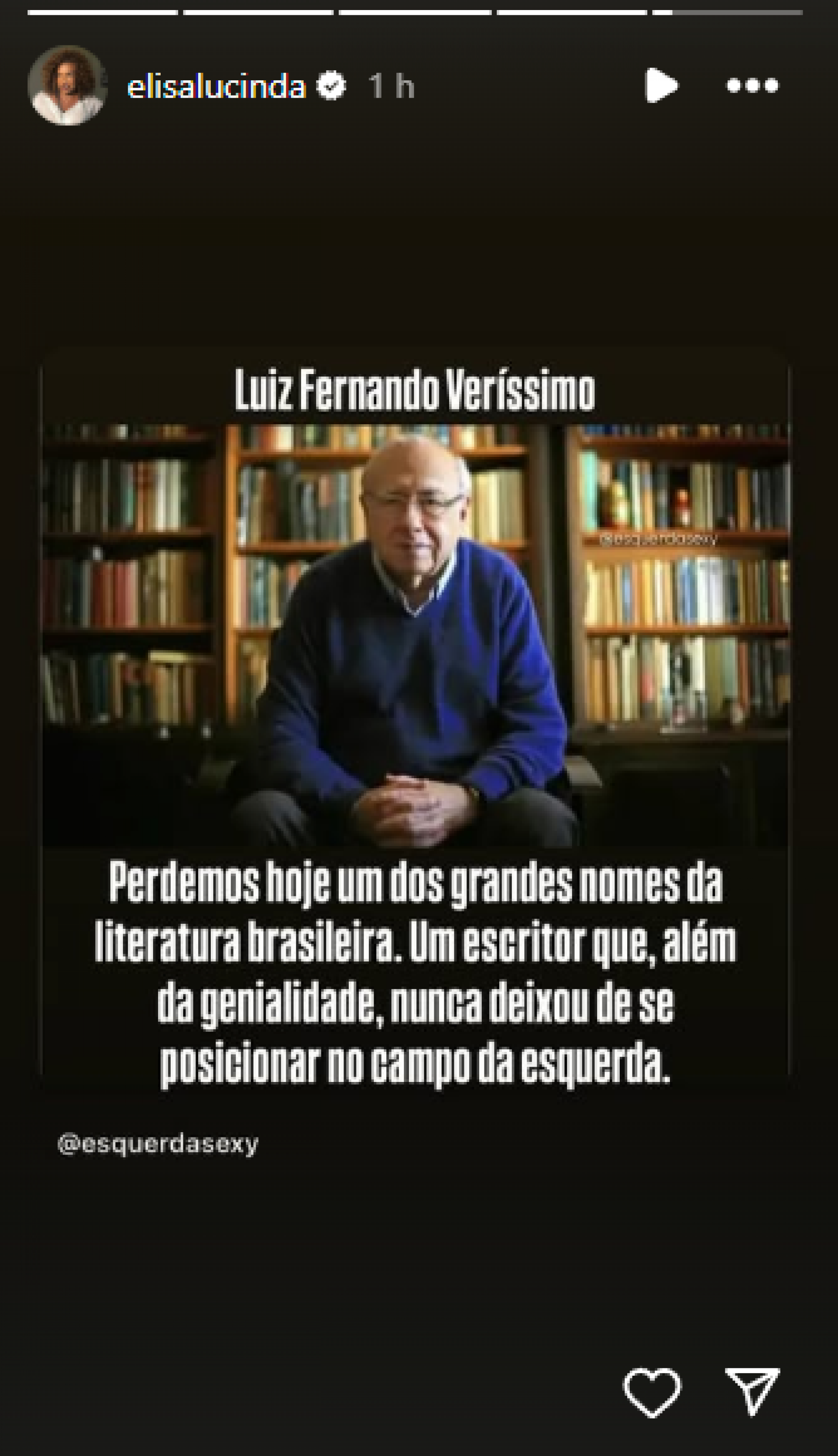 Elisa Lucinda lamenta morte de Luis Fernando Verissimo - Reprodução / Instagram