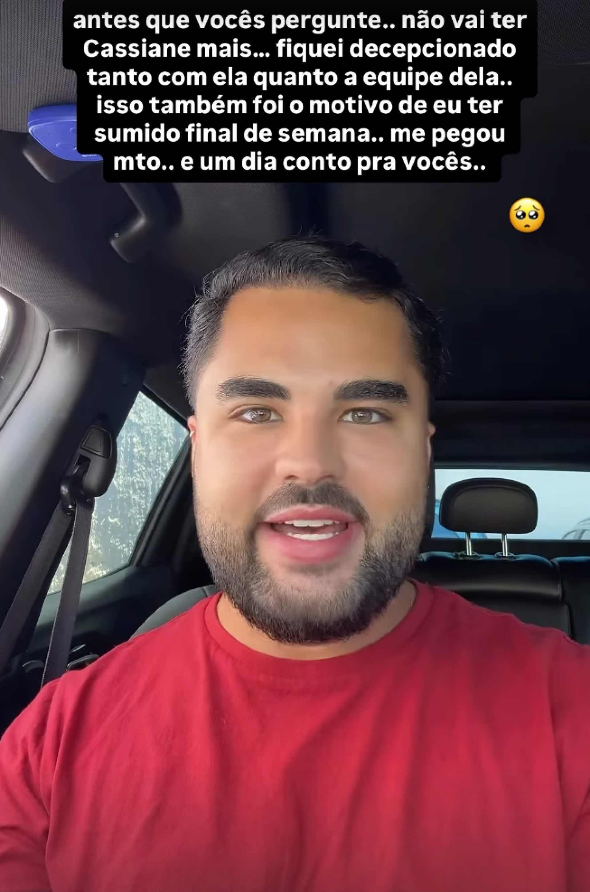 Lucas Guedez relatou ter se decepcionado com Cassiane e equipe - reprodução Instagram