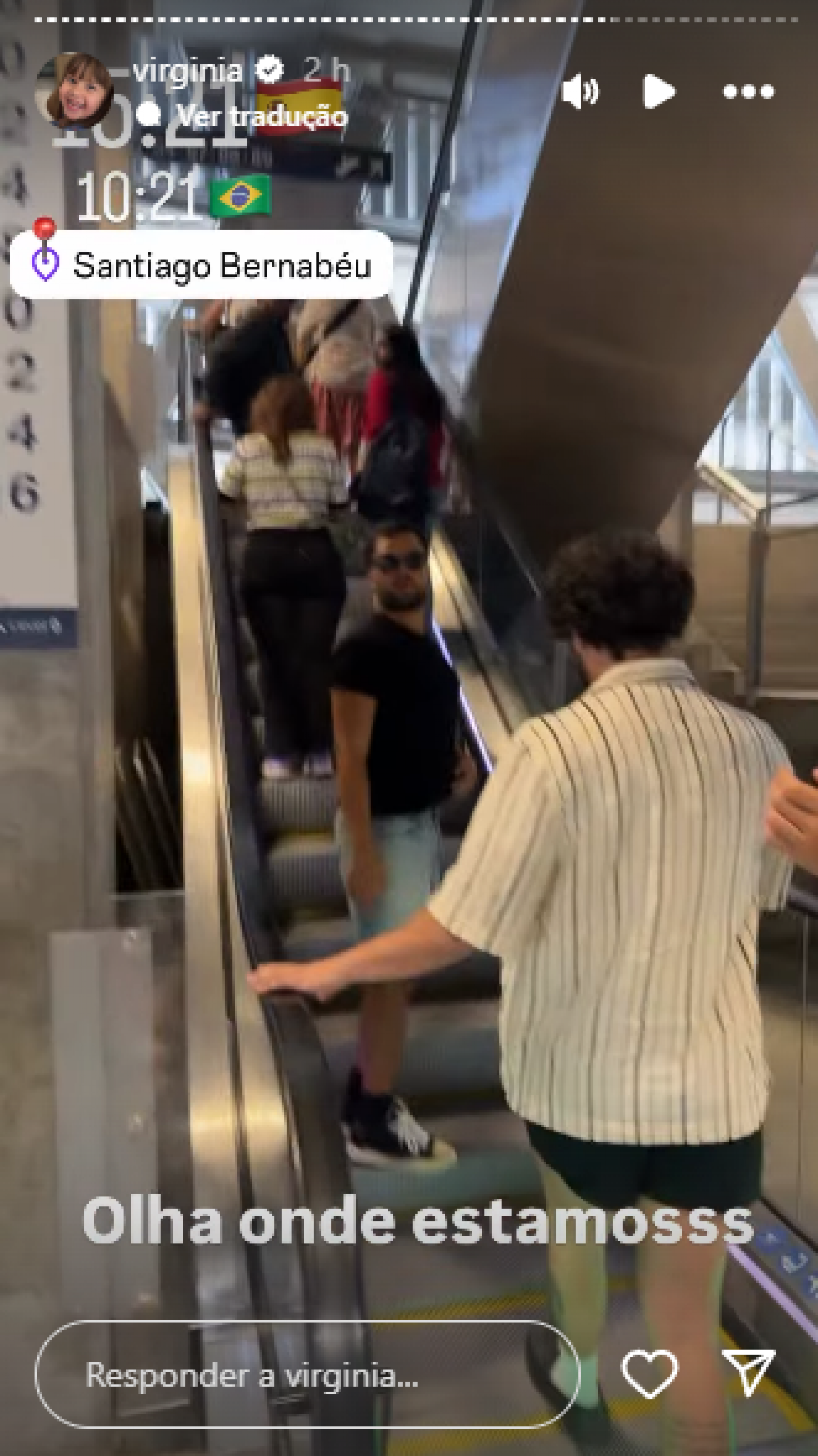 Virginia visita estádio do Real Madrid, na Espanha - Reprodução de vídeo / Instagram