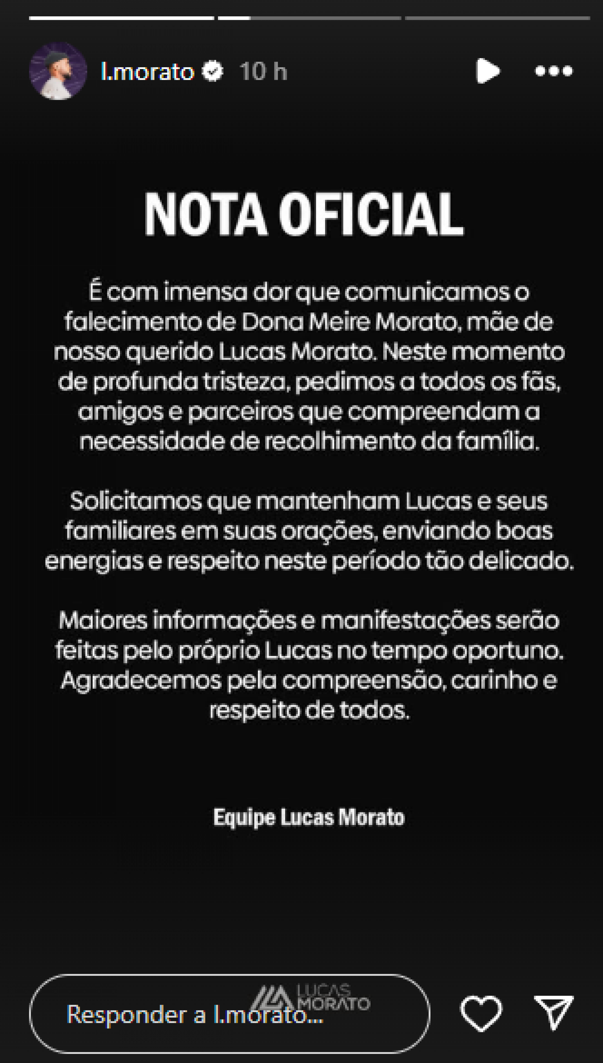 Lucas Morato lamenta a morte da mãe, Meire Morato - Reprodução / Instagram