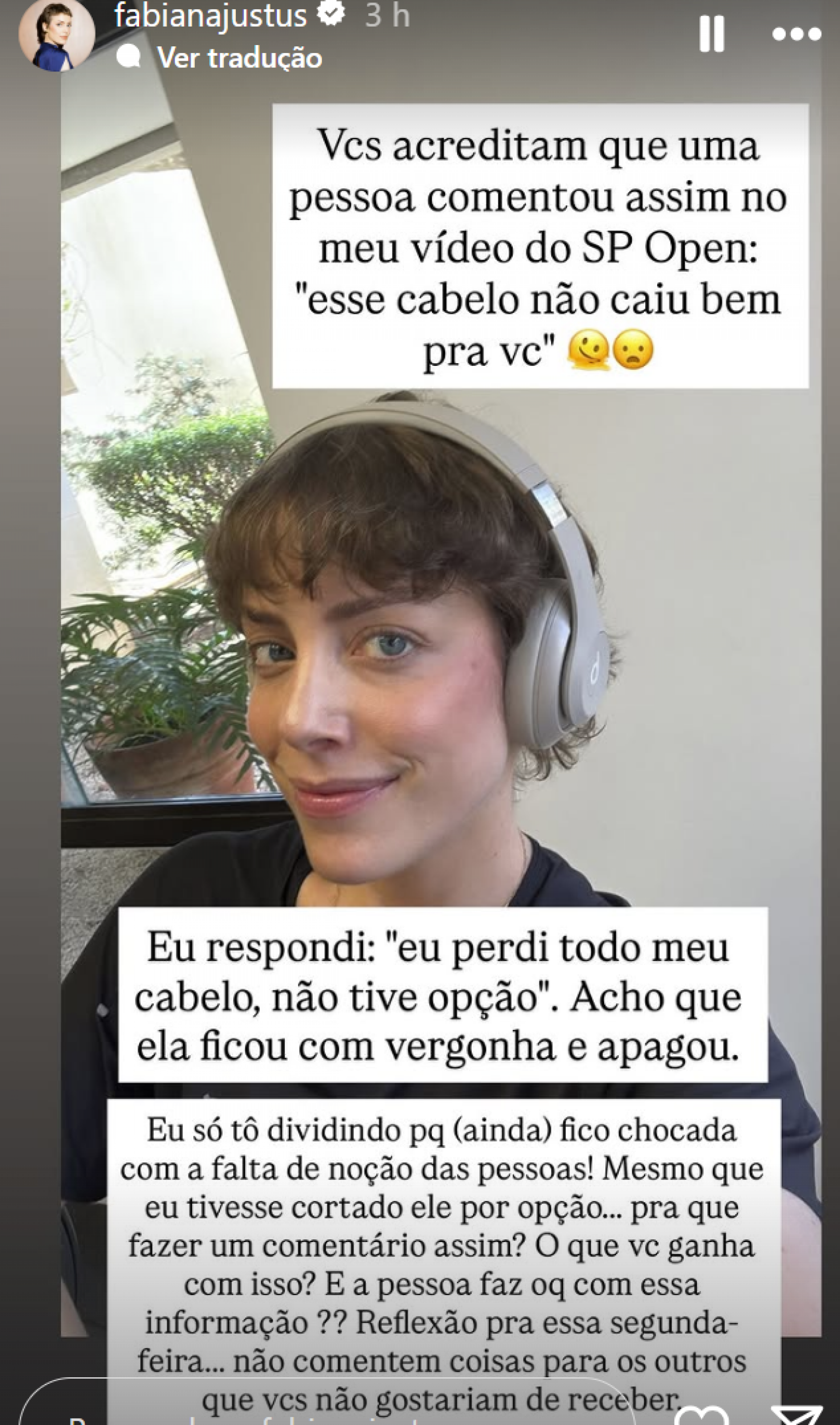 Fabiana Justus responde crítica sobre cabelo curto: 