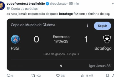 Derrota do Botafogo para o PSG na Bola de Ouro gera memes na Web; confira