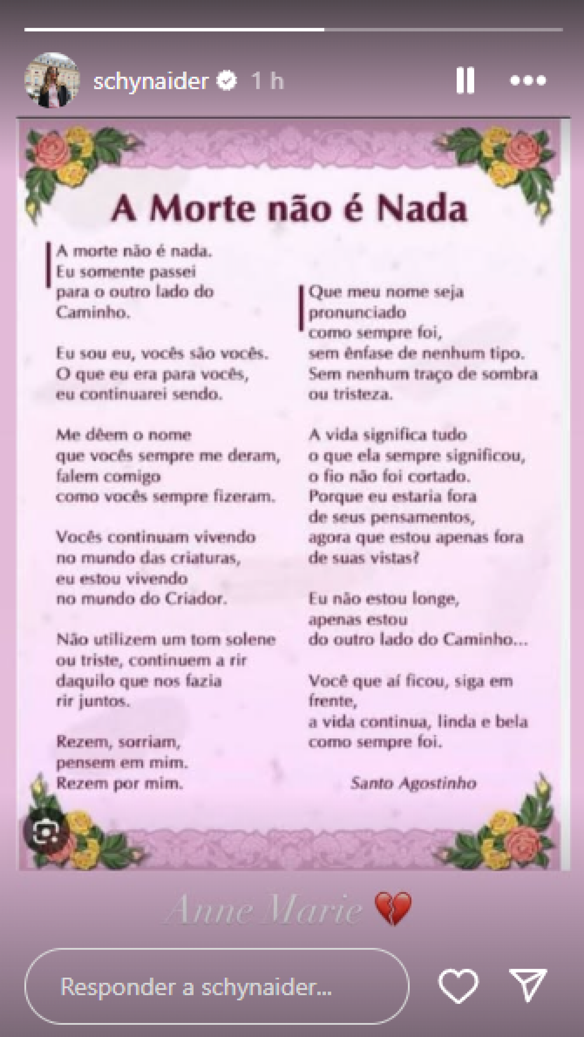 Schynaider Moura lamenta morte da filha, Anne Marie, aos 16 anos - Reprodução / Instagram