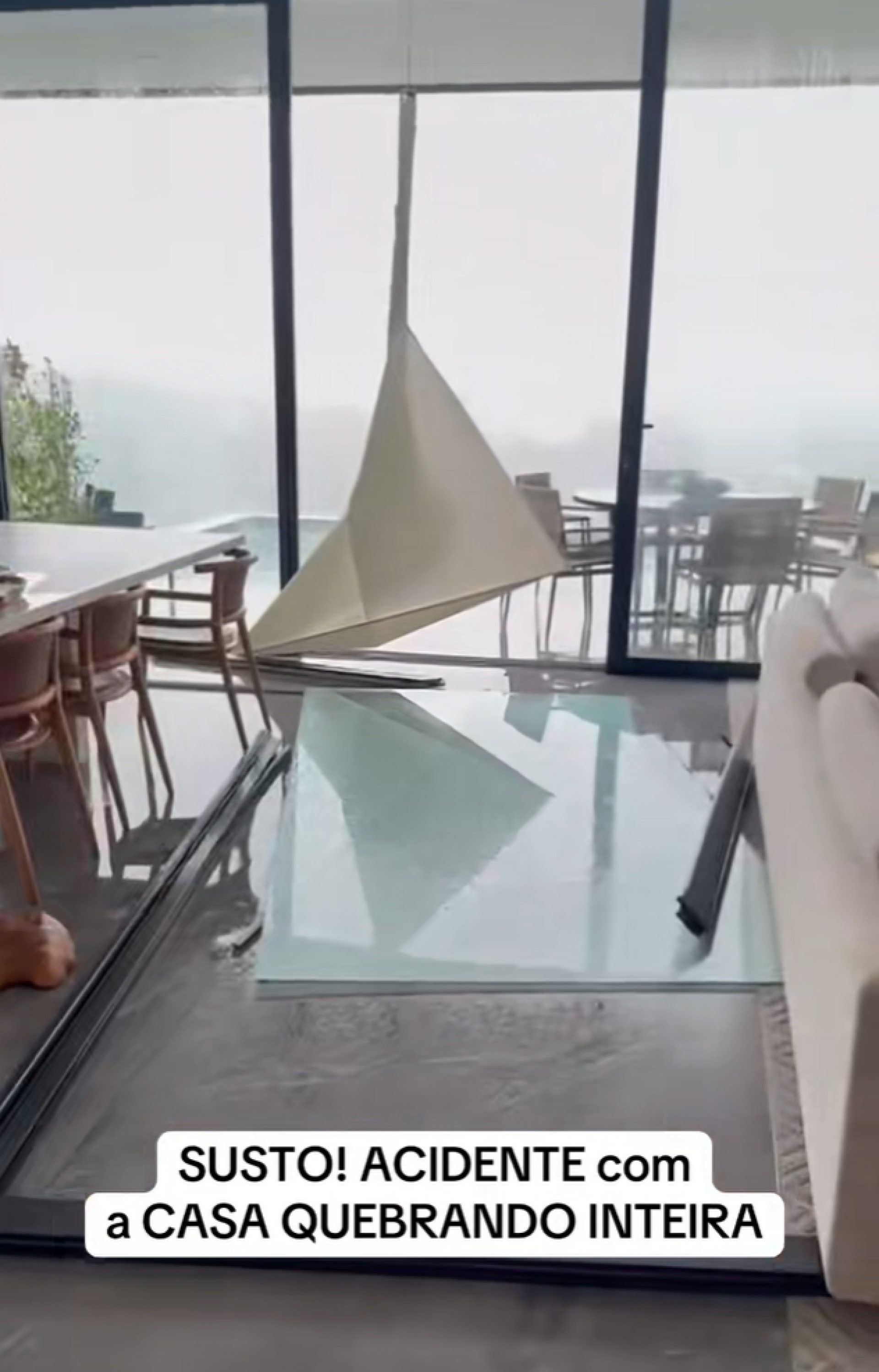 Maíra Cardi chora após ventania quebrar vidros de sua casa  - reprodução TikTok