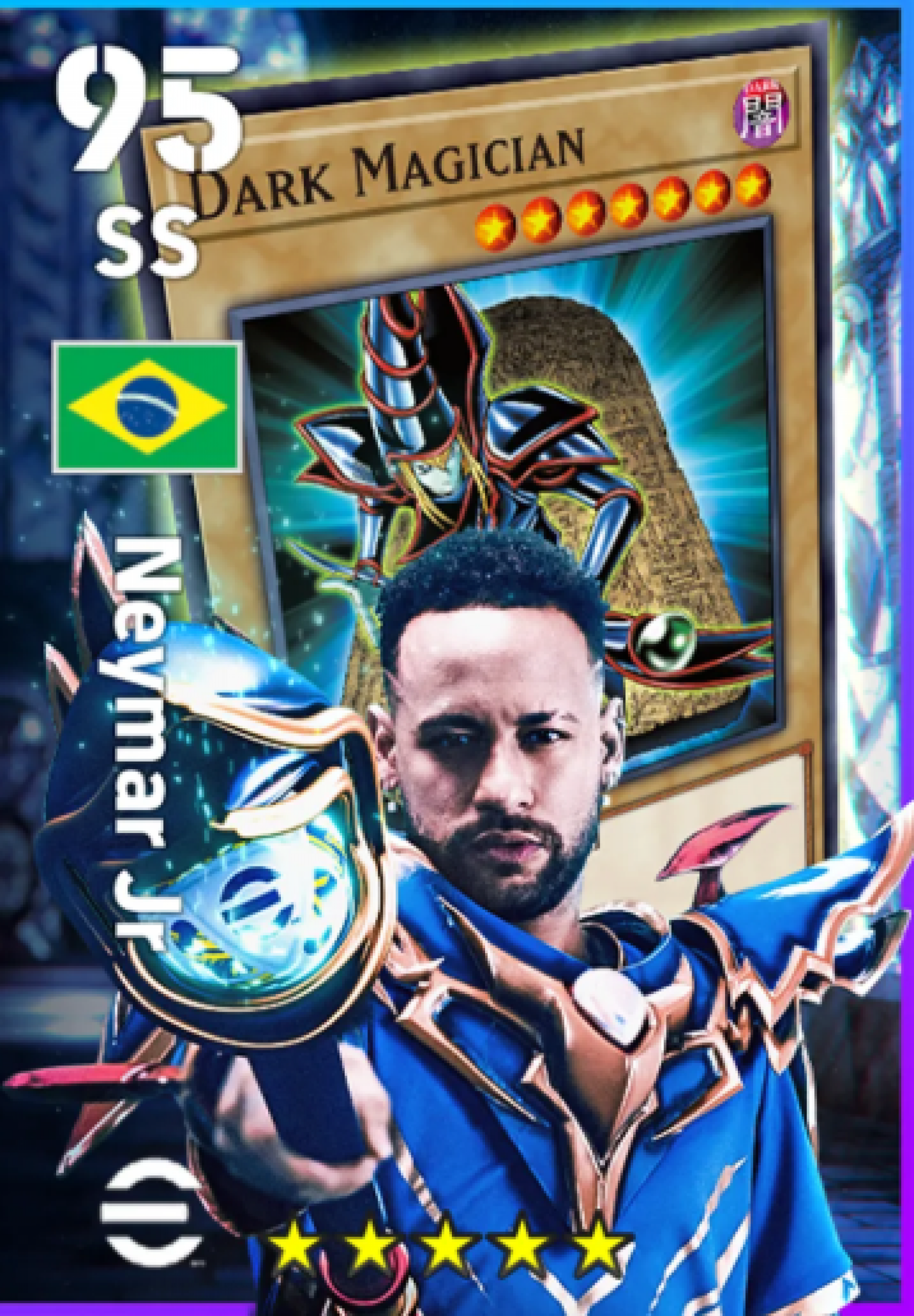 Card no efootball terá Neymar vestido com o traje do Mago Negro, carta do jogo Yu-Gi-Oh!
