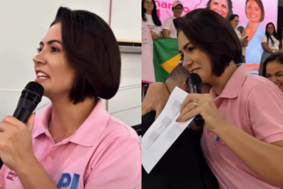 Michelle defende candidatura de Bolsonaro e diz que não quer ser presidente