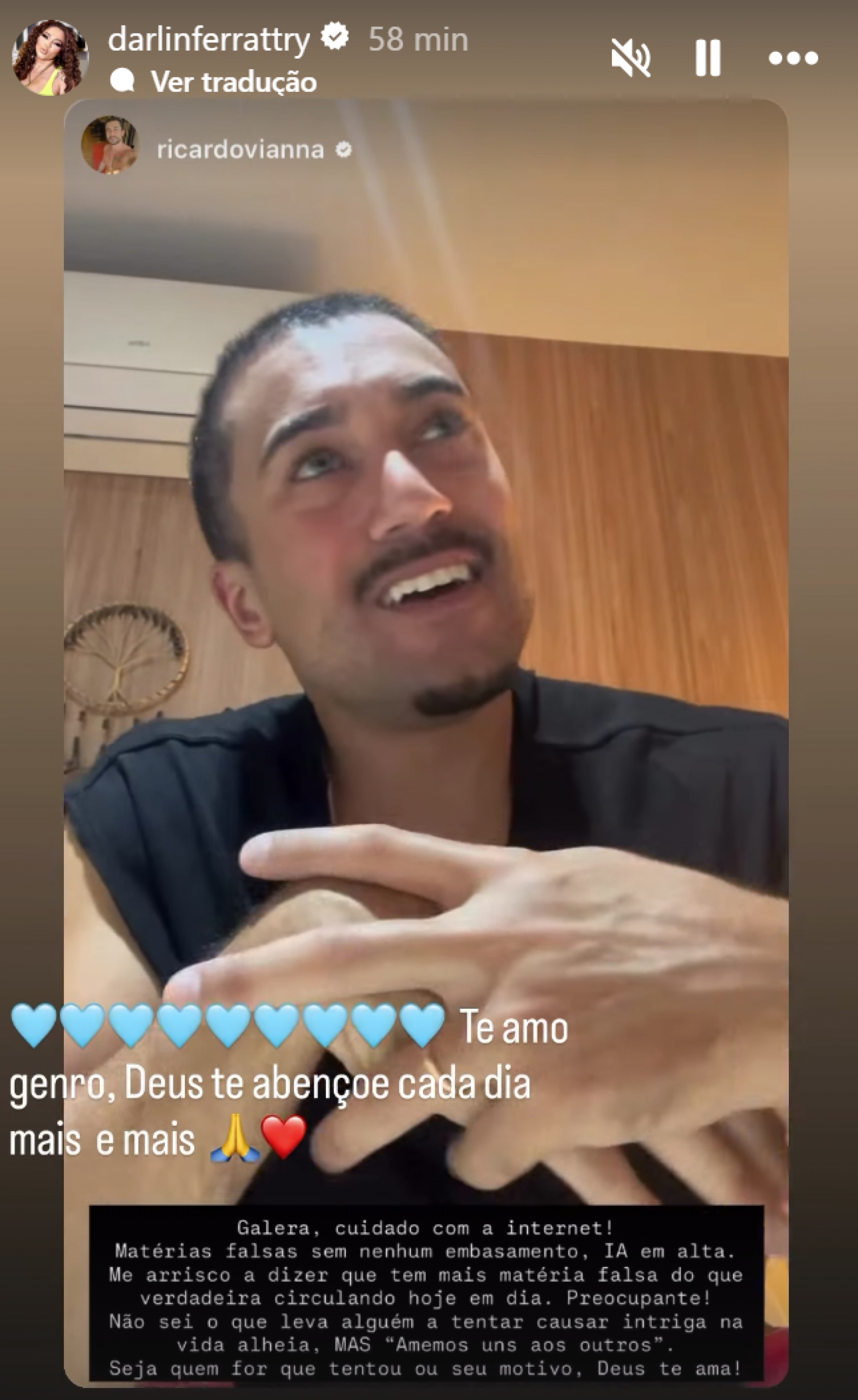 Ricardo Vianna nega desentendimento e fala da relação da mãe de Lexa - reprodução Instagram