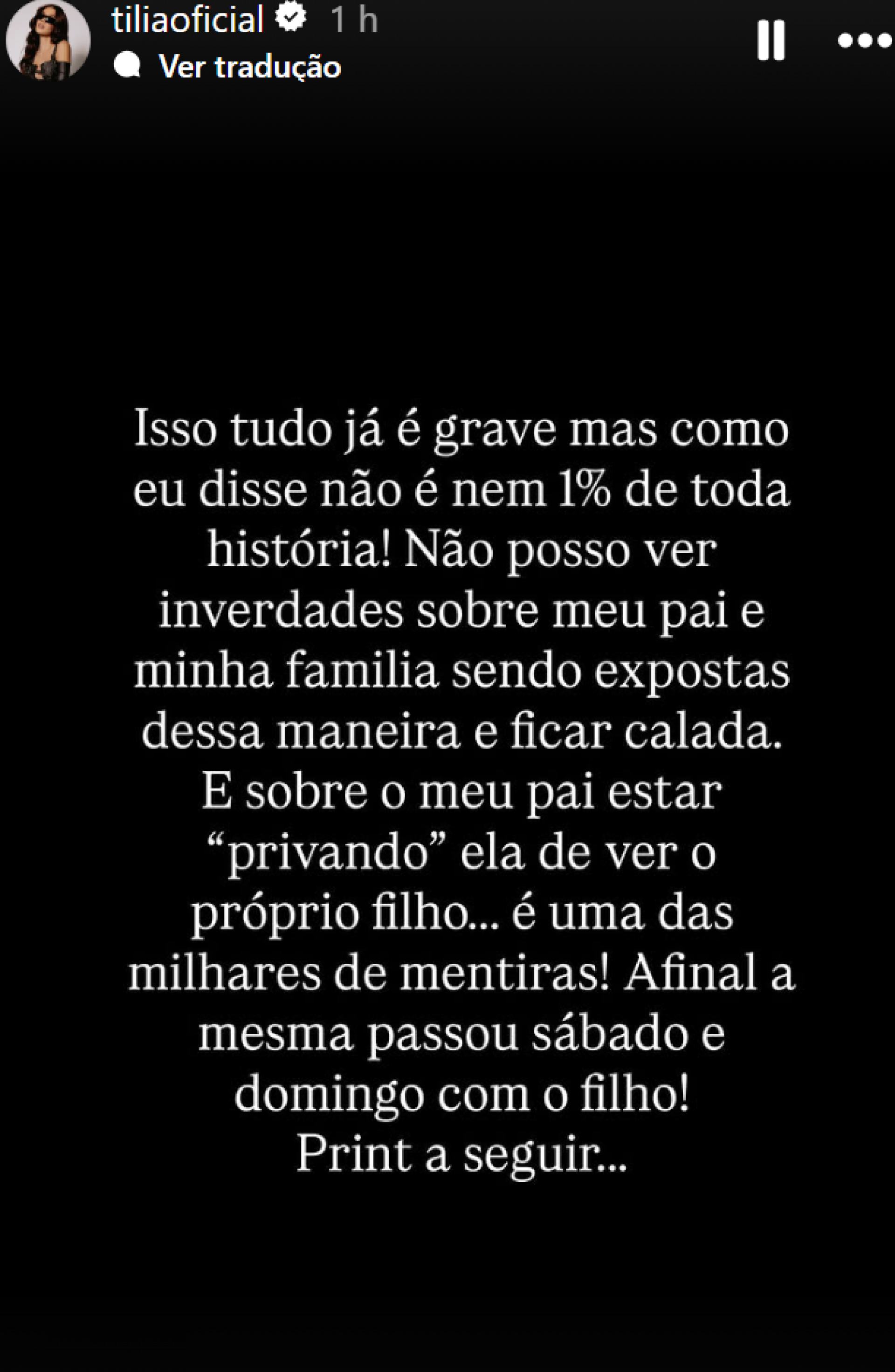 Tília fala sobre disputa judicial entre Dennis DJ e Bárbara Falcão e defende o pai - reprodução Instagram