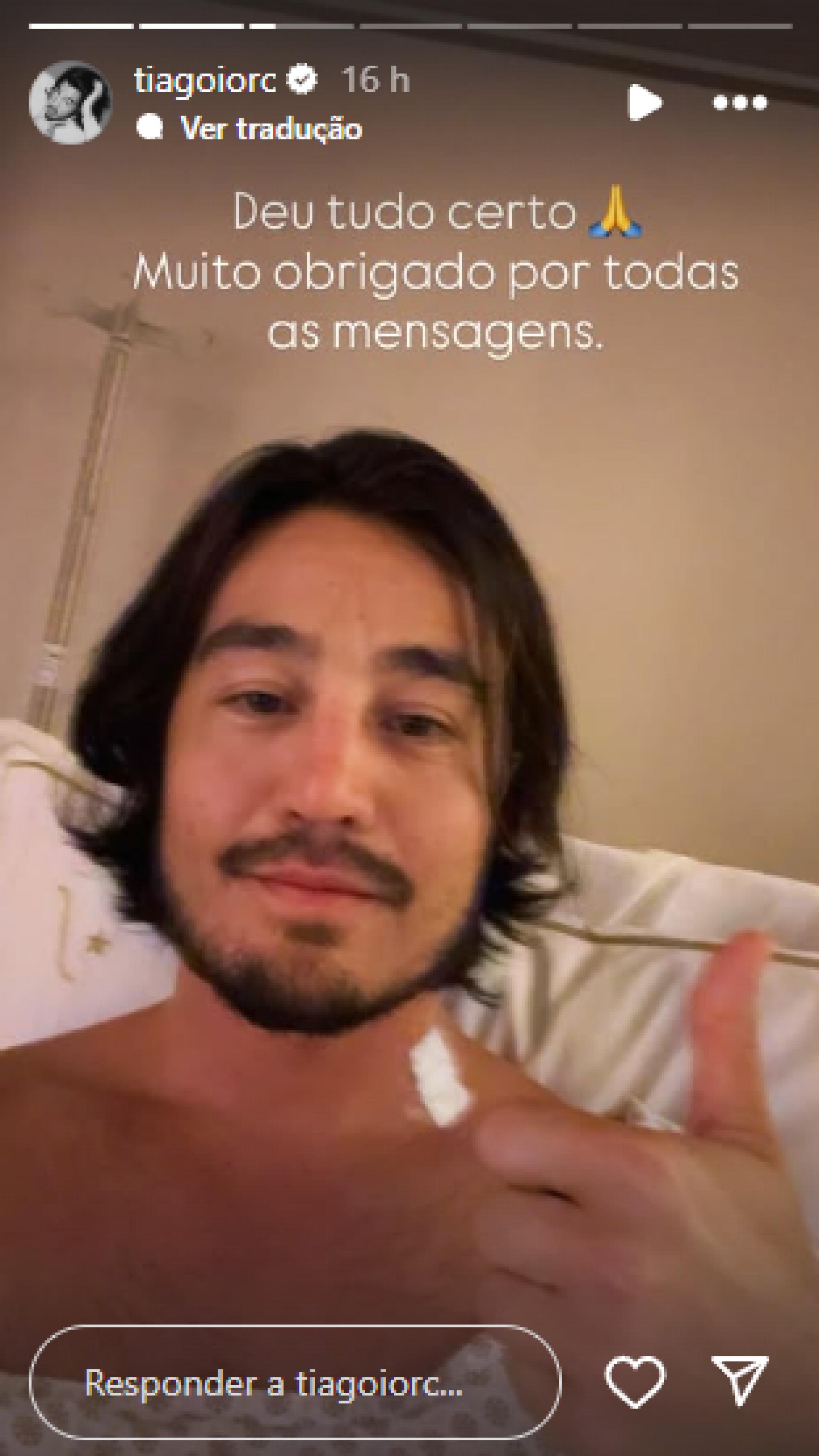 Tiago Iorc atualiza estado de saúde após crise de hérnia de disco: 'Deu tudo certo' - Reprodução de vídeo / Instagram