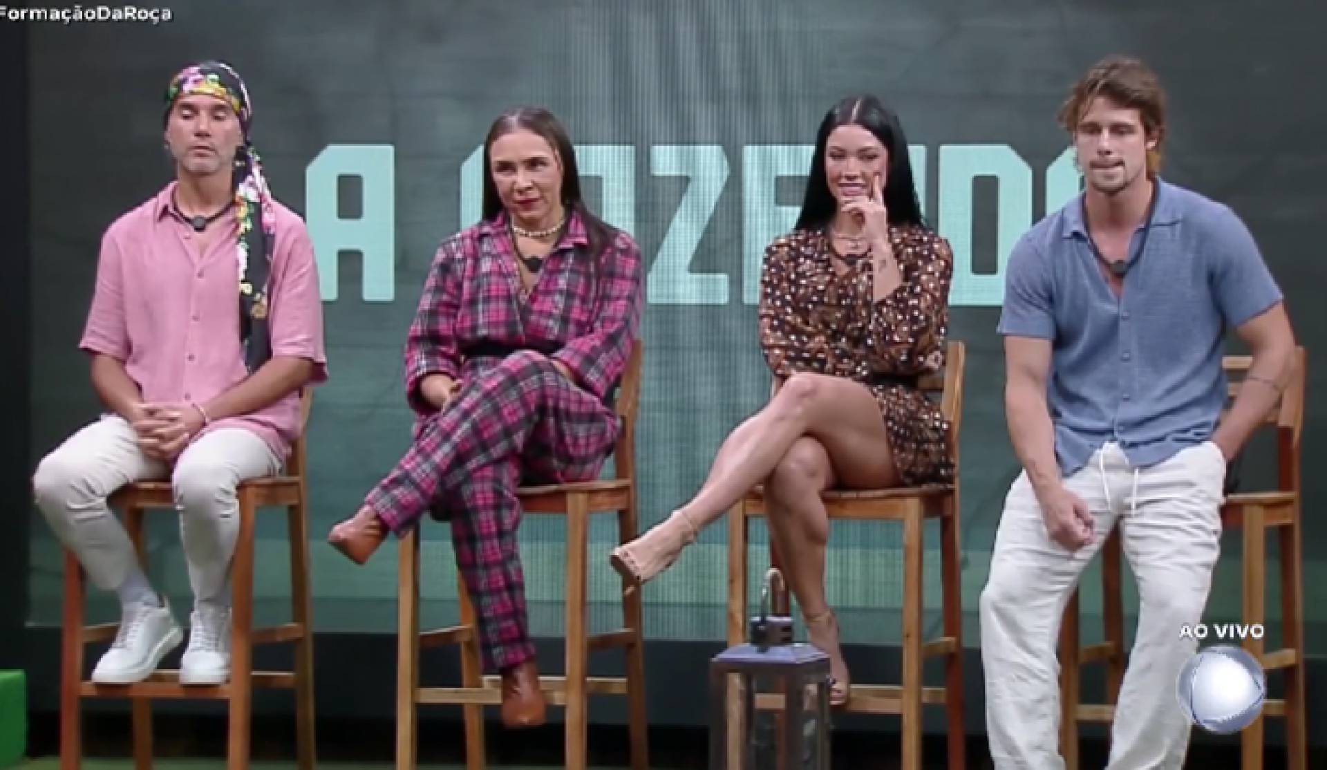 'Fernando Sampaio, Yoná Sousa, Rayane Figliuzzi e Matheus Martins estão na quarta roça de 'A Fazenda 17', da Record - Reprodução de vídeo