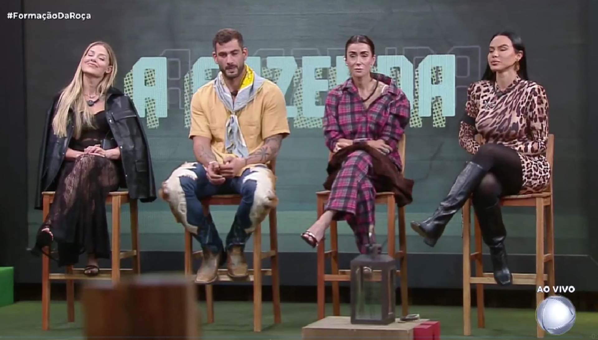 Saory Cardoso, Nizam Hayek, Michelle Barros e Tàmires Assîs estão na roça de 'A Fazenda 17', da Record - Reprodução de vídeo