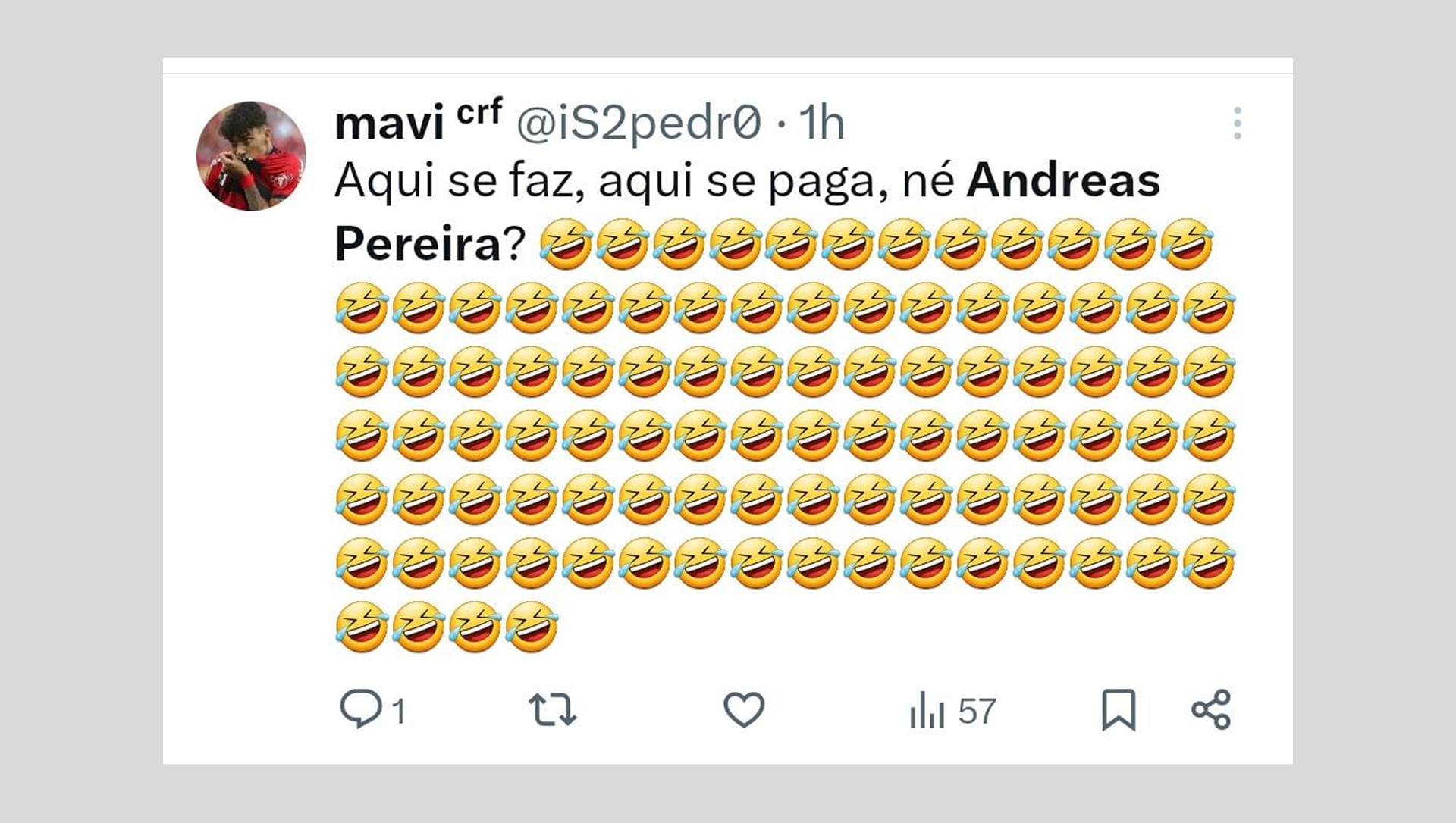 Torcedores do Flamengo escolheram Andreas Pereira como principal alvo por causa de pênalti em derrota do Palmeiras - Reprodução de Internet