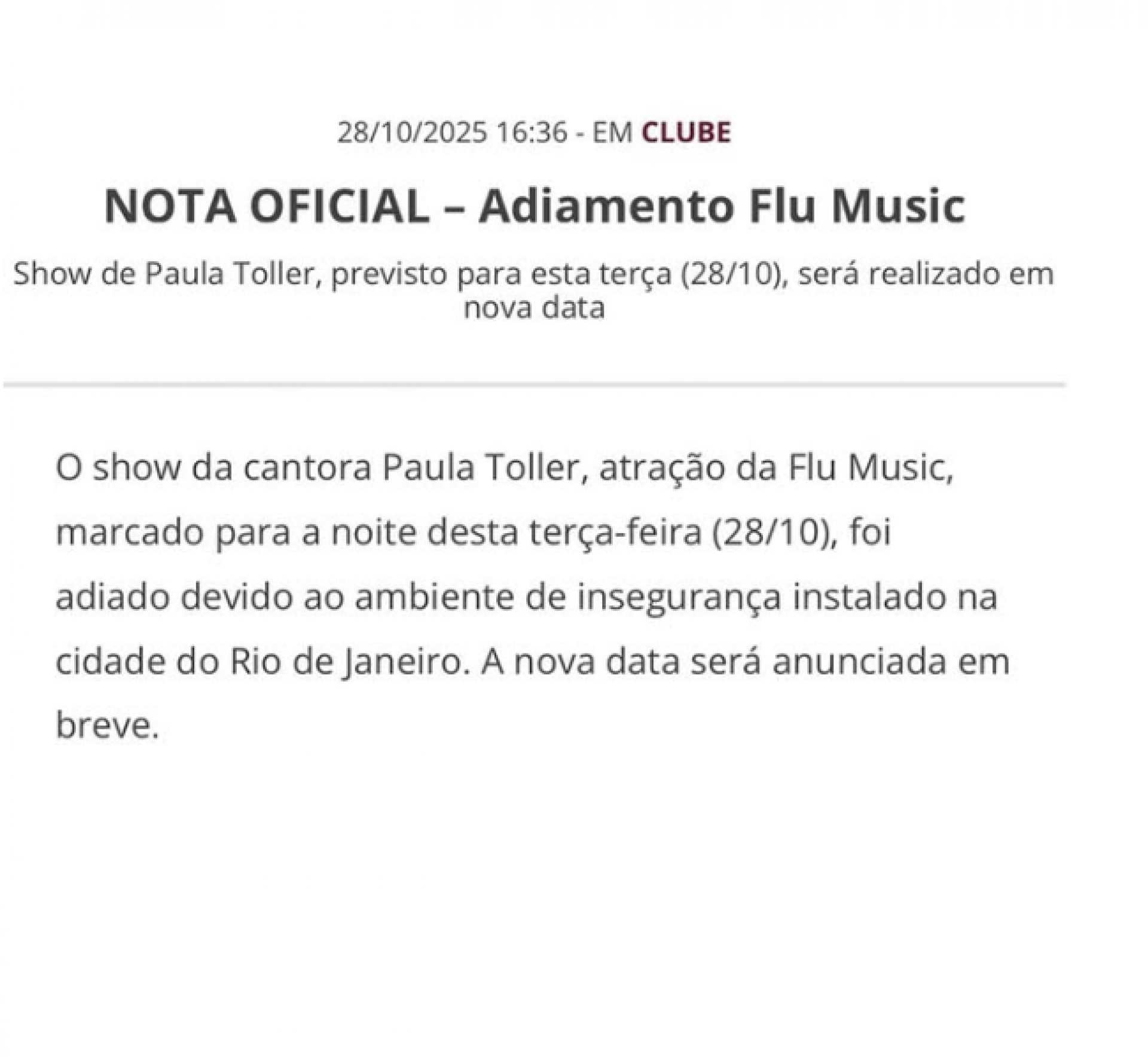 Flu Music ? Barra da Tijuca - reprodução Instagram