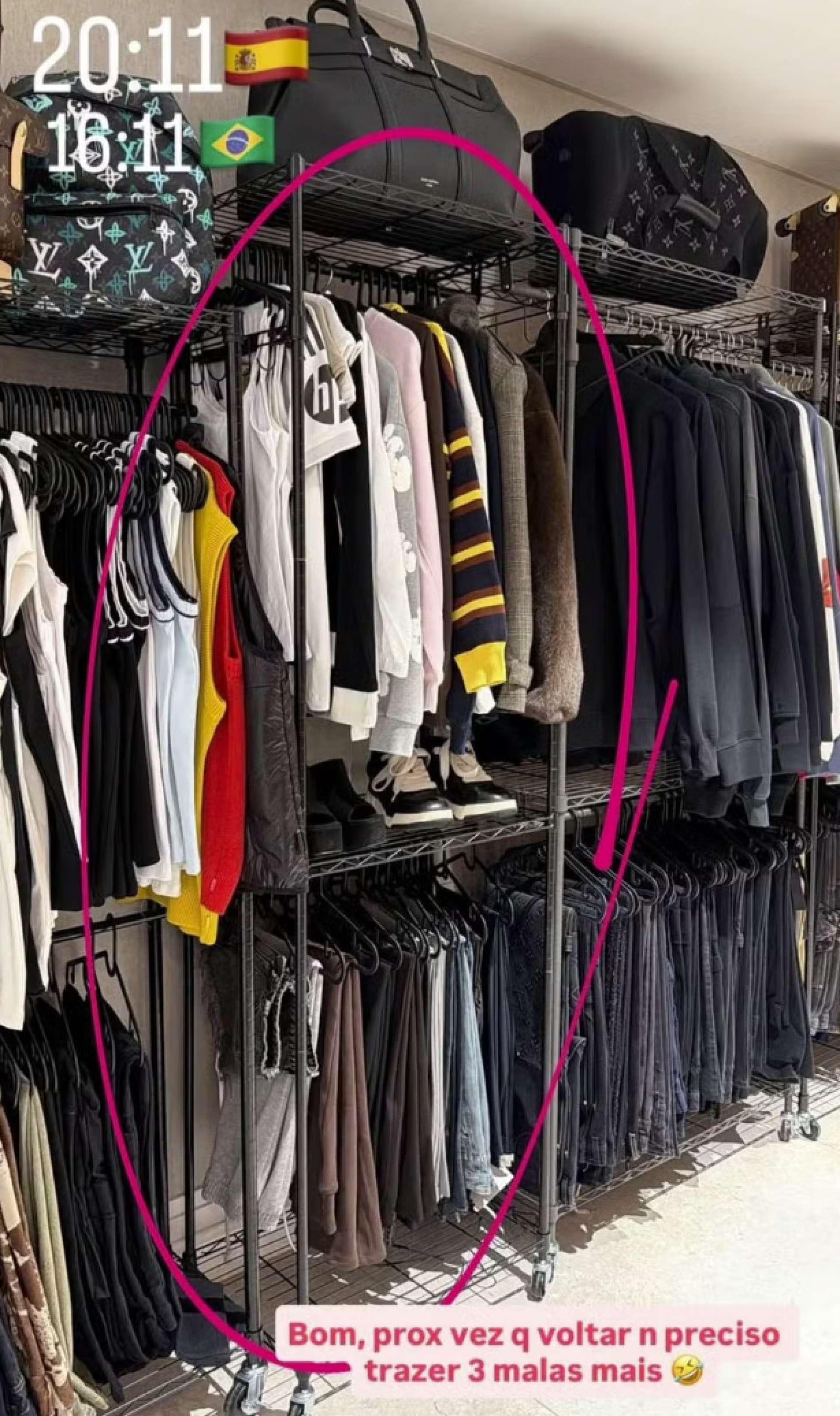 Virginia mostra espaço exclusivo no closet do jogador - Reprodução Instagram