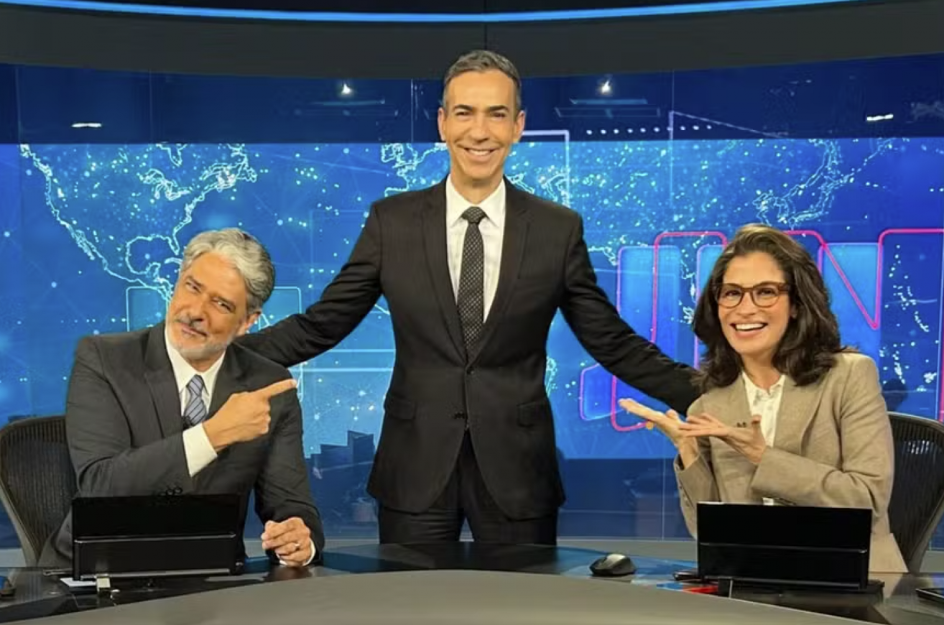 William Bonner, Renata Vasconcellos e Cesar Tralli - reprodução Instagram