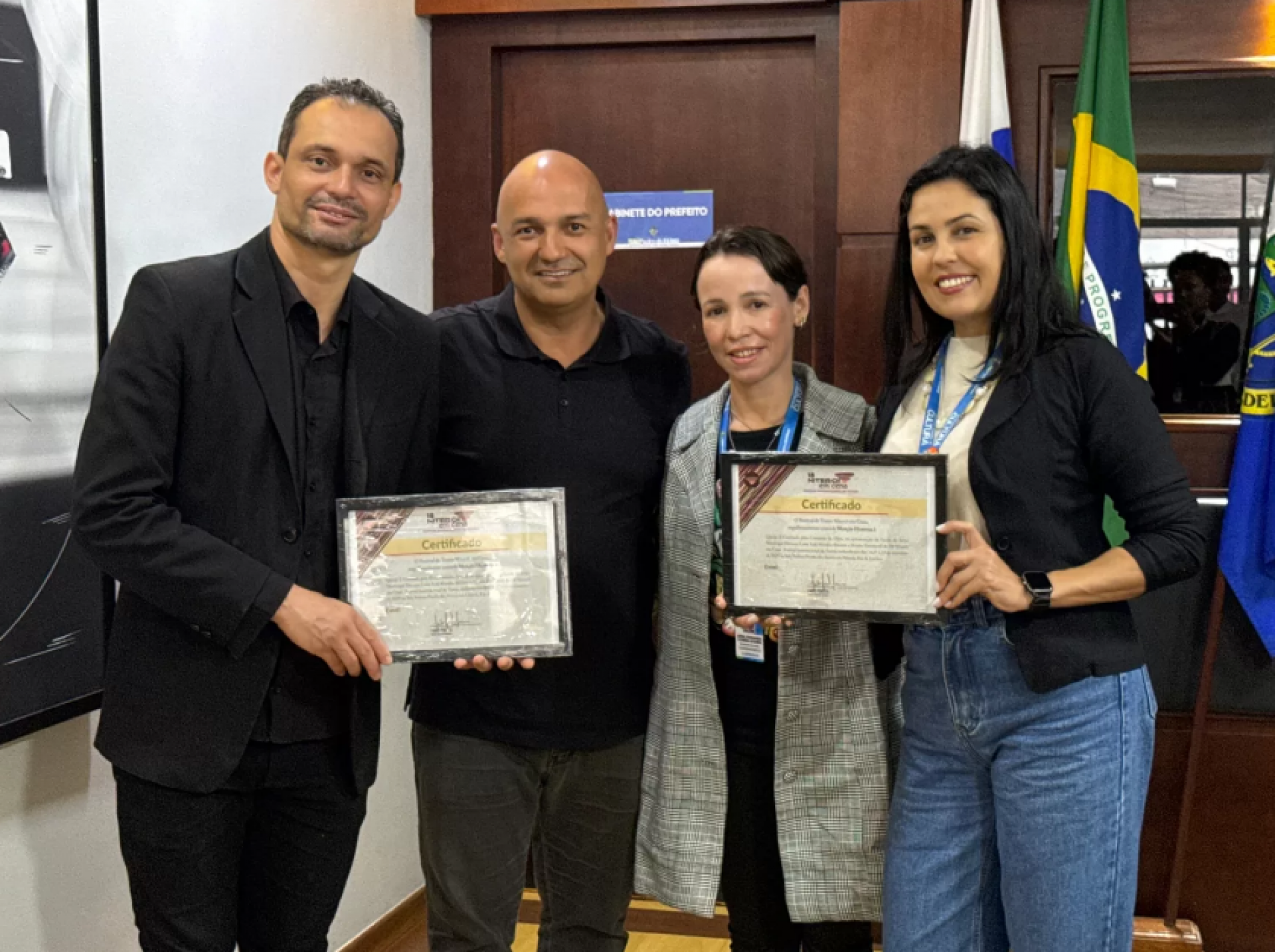 A visita contou com a presen&ccedil;a de Thiago Marques, Giselle Ruiz Lima e Anna Fernanda Corr&ecirc;a - ASCOM