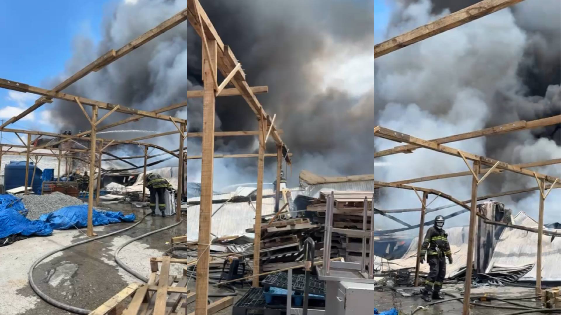 Grande nuvem de fumaça tomou conta do céu e pode ser vista de vários locais - Divulgação / Corpo de Bombeiros