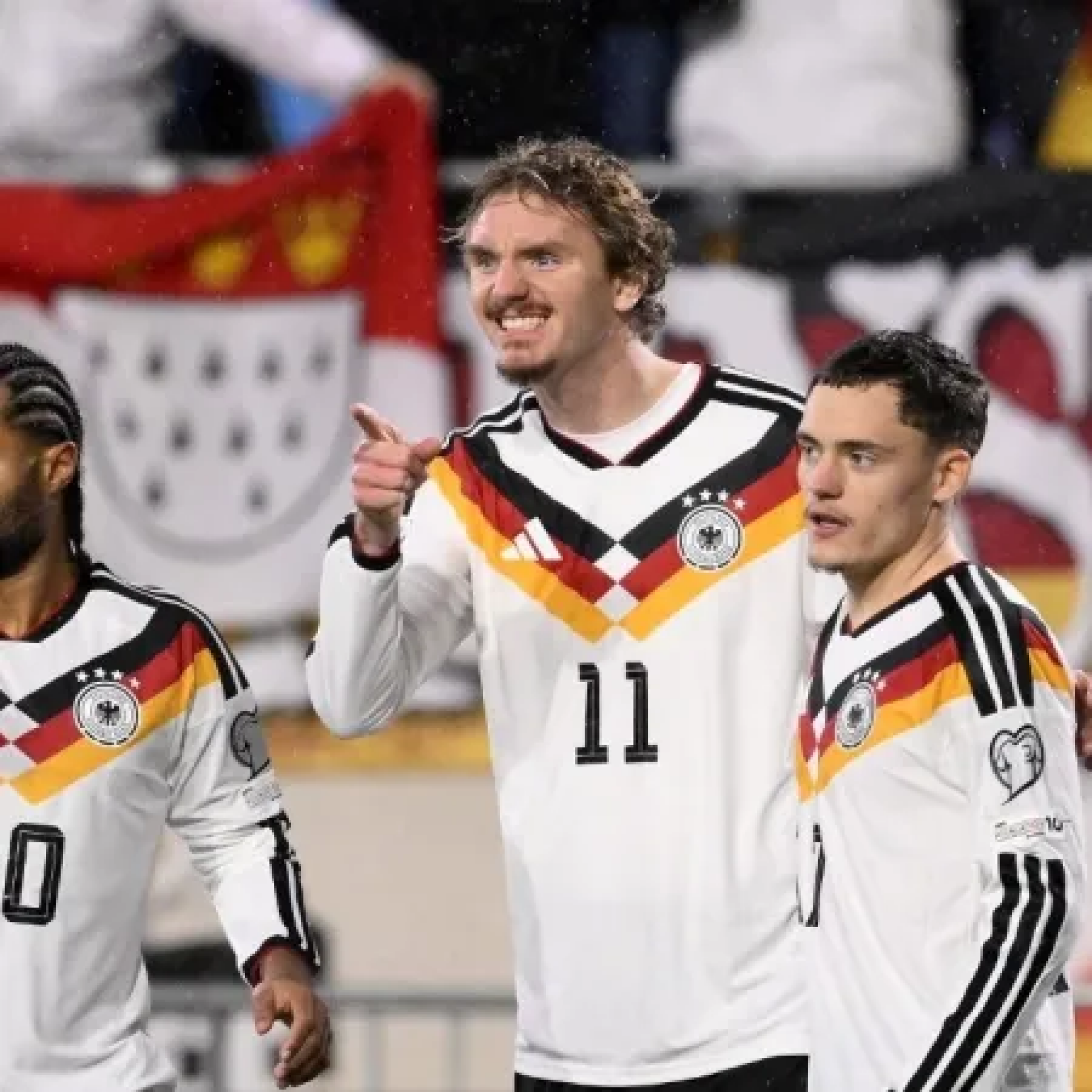 Nick Woltemade, da Alemanha, marca dois gols contra Luxemburgo, pelas Eliminatórias Europeias para a Copa do Mundo - Foto: John Thys/ Afp