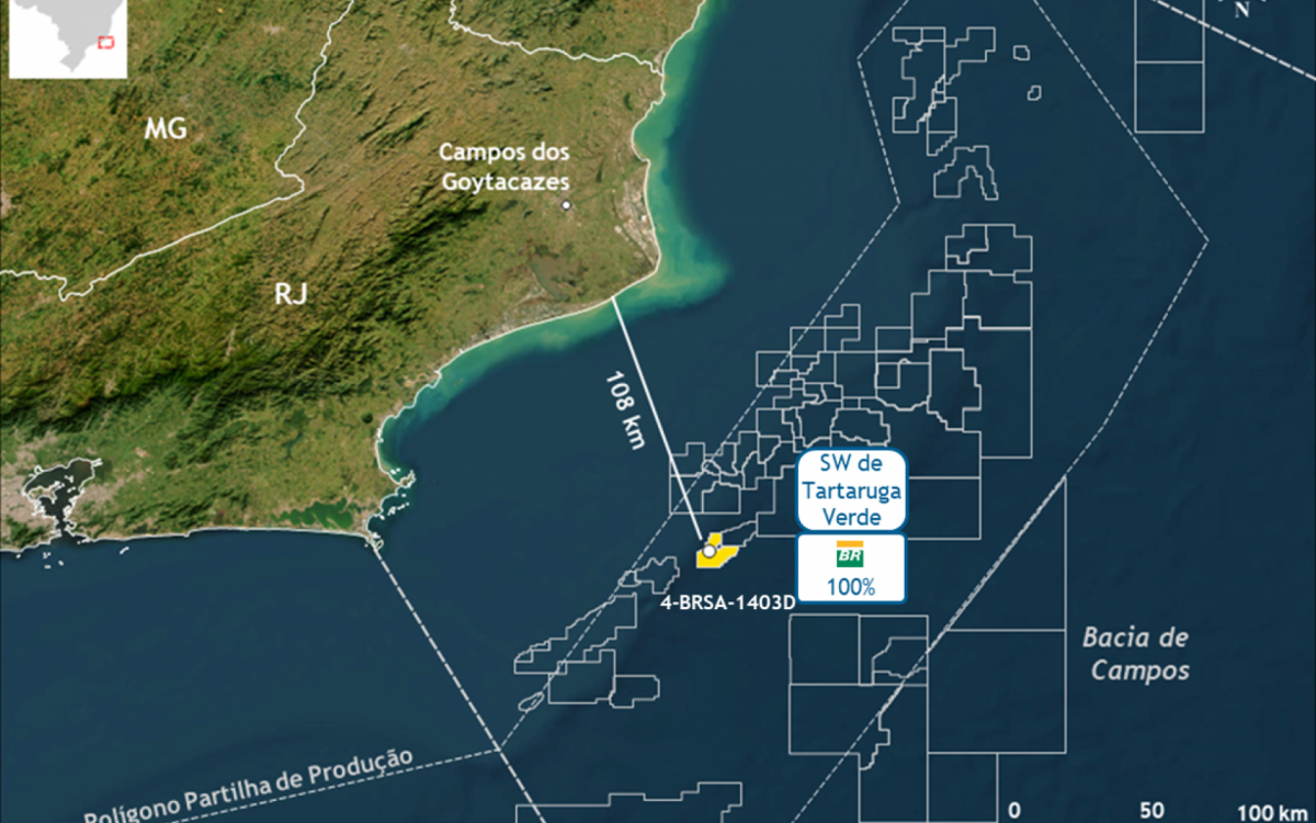 Mapa sinaliza o local da descoberta na Bacia de Campos - Divulgação/ Petrobras