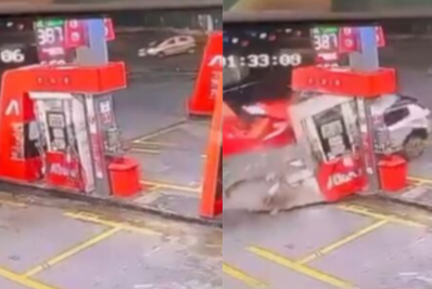 Carro atinge bomba de combustível em posto na Zona Leste de SP e três pessoas ficam feridas