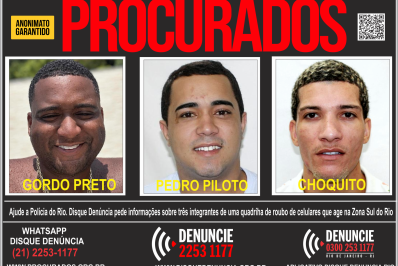 Disque Denúncia pede informações sobre envolvidos em roubos de celulares na Zona Sul