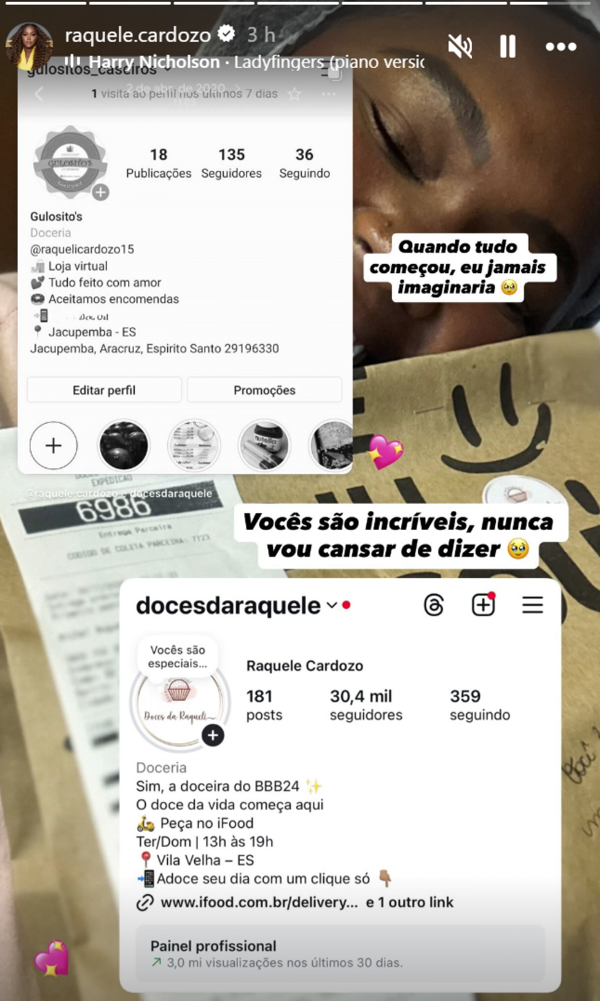 Raquele agradece apoio dos seguidores - reprodução Instagram