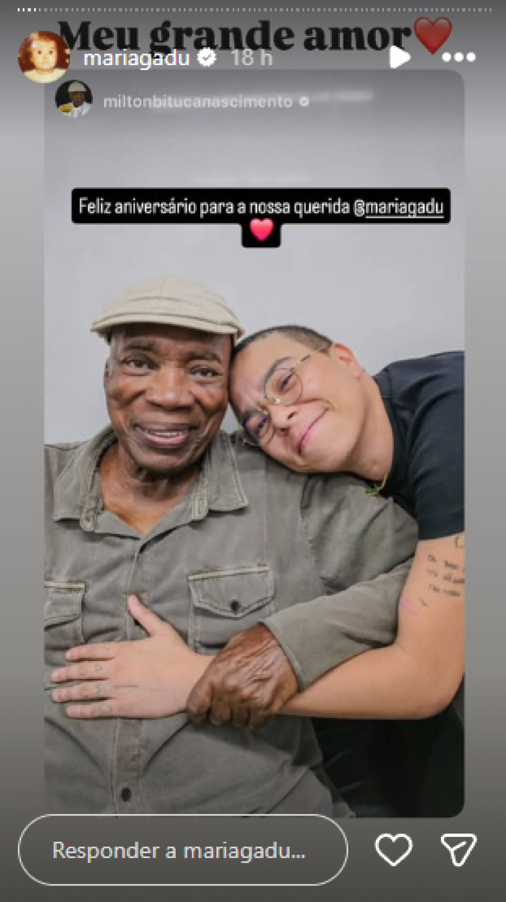 Maria Gadú recebe homenagem de aniversário de Milton Nascimento - Reprodução / Instagram