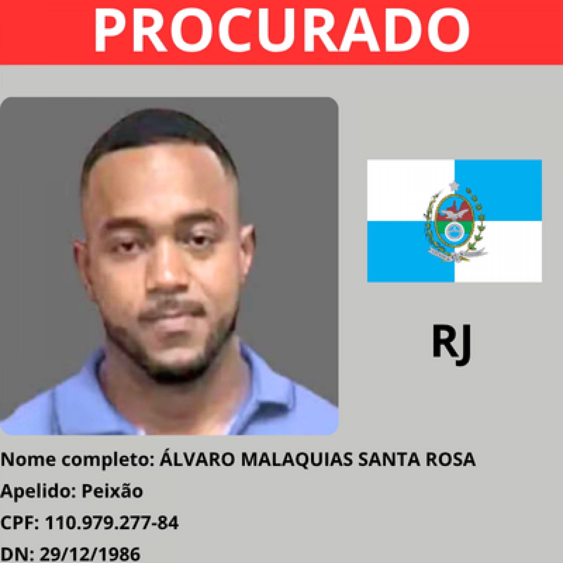 Álvaro Malaquias Santa Rosa, o Peixão, chefe do TCP e do Complexo de Israel