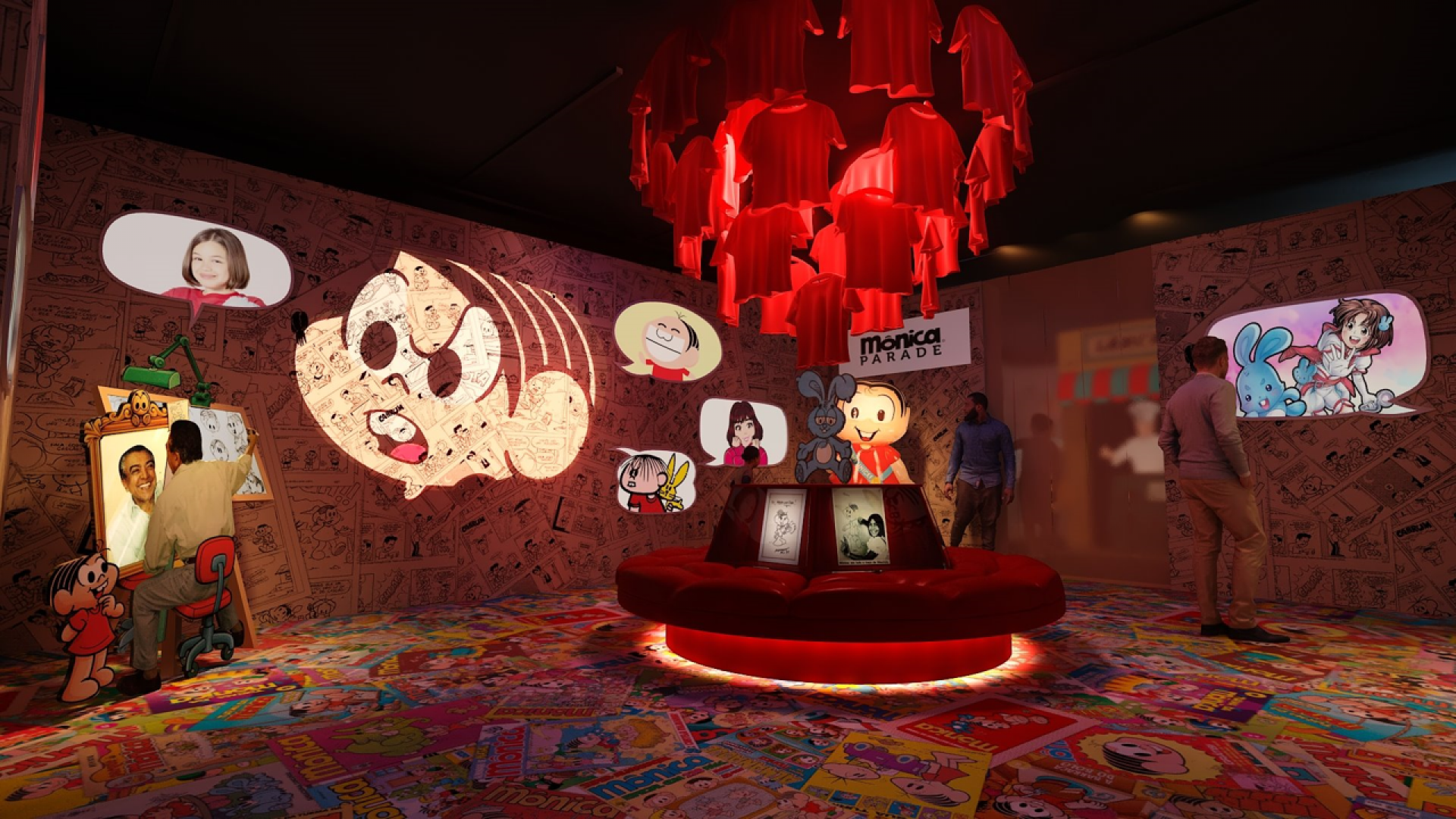 Sala interativa mostra diferentes versões da personagem Mônica - Divulgação / CCBB