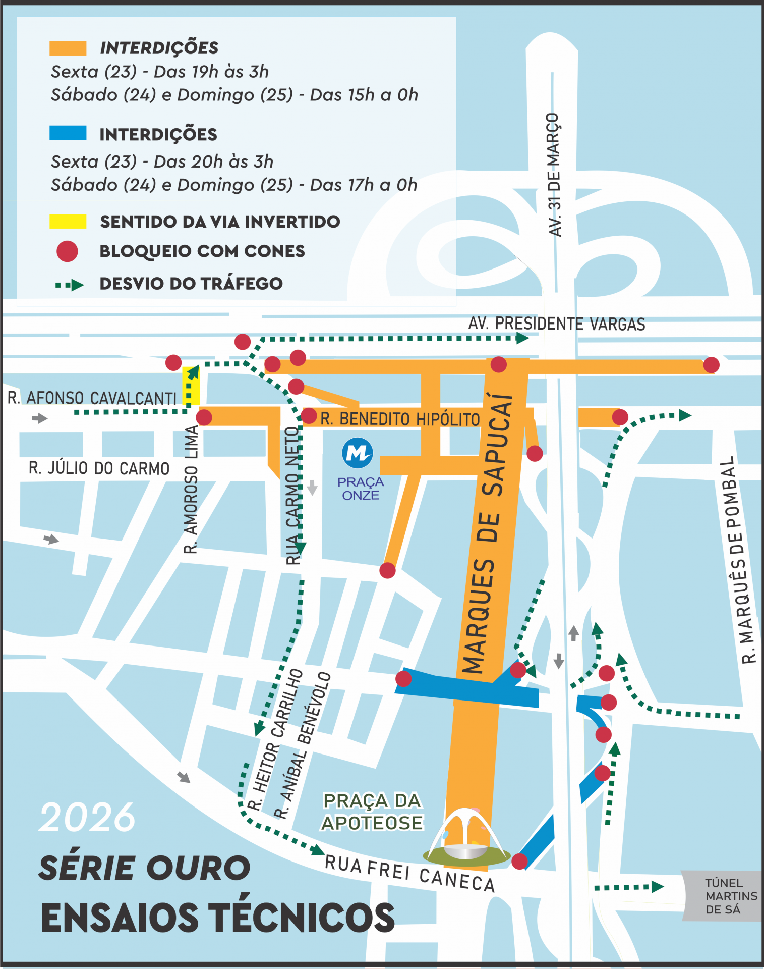 Esquema especial de tr&acirc;nsito para ensaio t&eacute;cnico da S&eacute;rie Ouro - Divulga&ccedil;&atilde;o