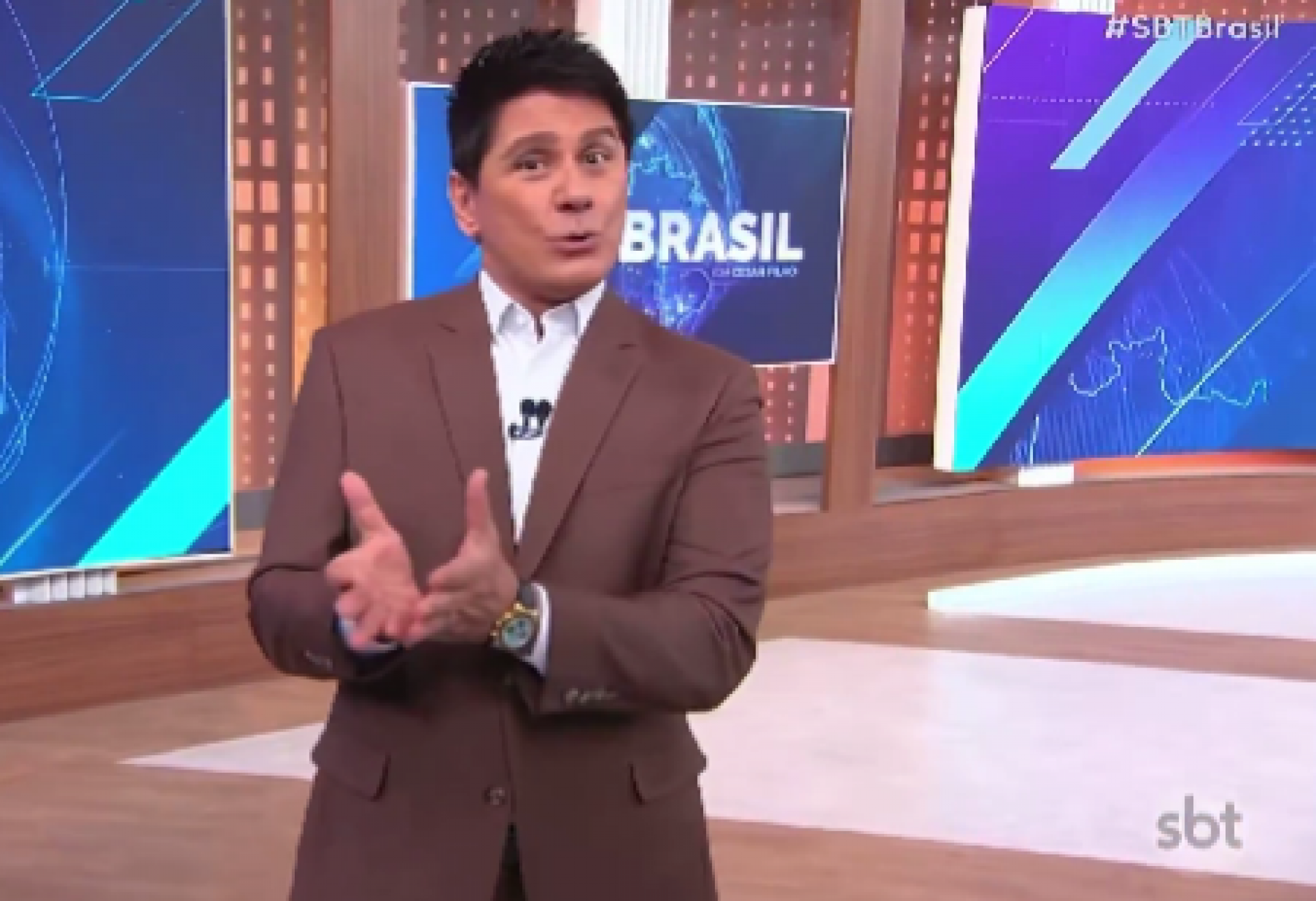 Cesar Filho anuncia que será avô durante programa ao vivo 'SBT Brasil' - Reprodução de vídeo / X