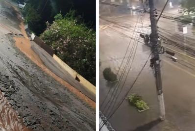 Chuvas intensas provocam alagamentos e deslizamento em Teresópolis