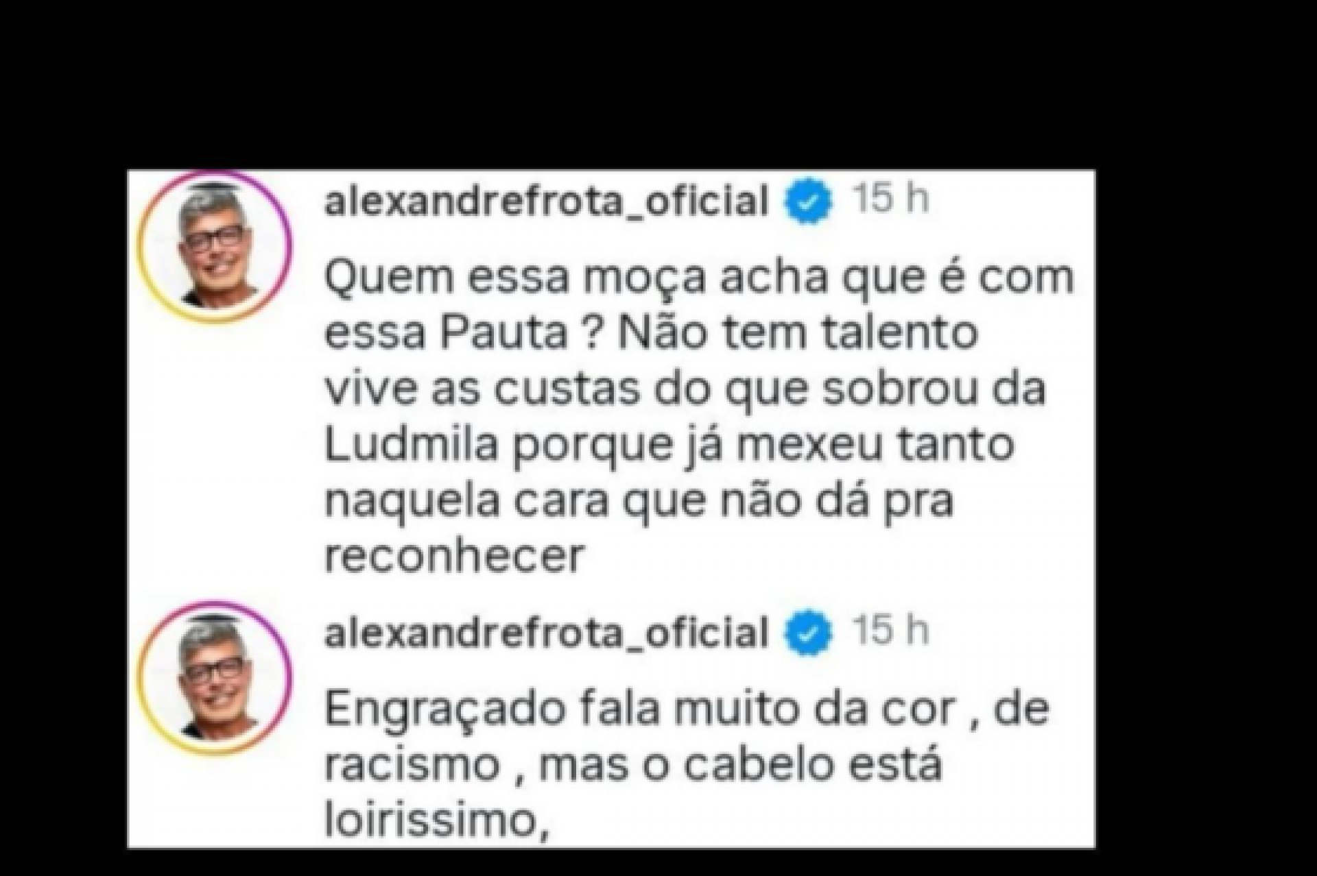 Alexandre Frota detona Brunna Gonçalves após bailarina apoiar Ludmilla - Reprodução / Facebook