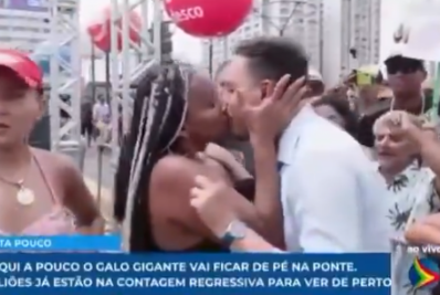 Repórter ganha beijo em cobertura de carnaval