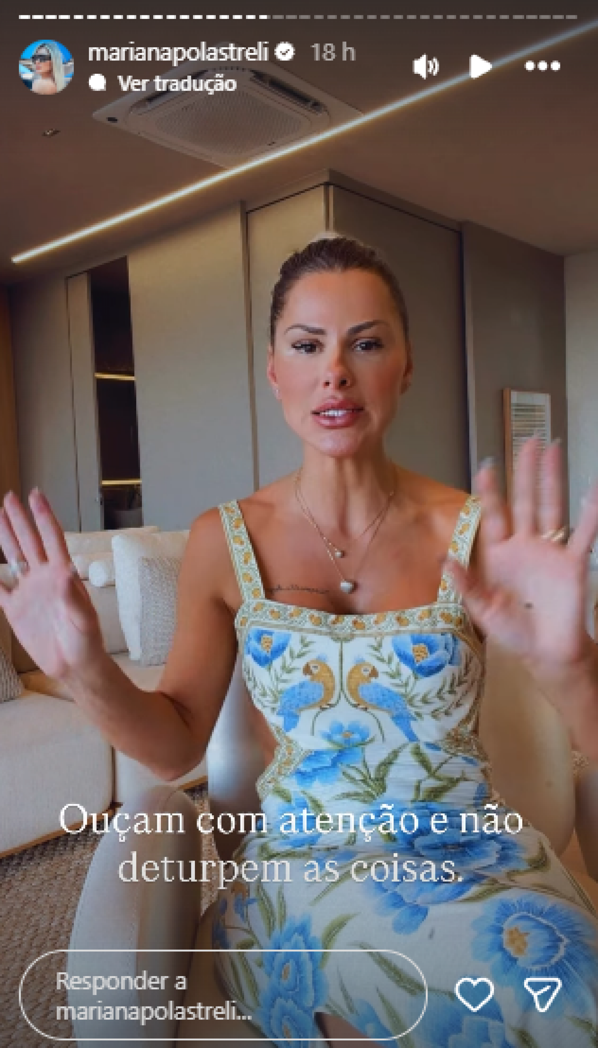 Mulher de Eduardo Costa, Mariana Polastreli afirma que 'não trabalha fora' por pedido do sertanejo - Reprodução de vídeo / Instagram