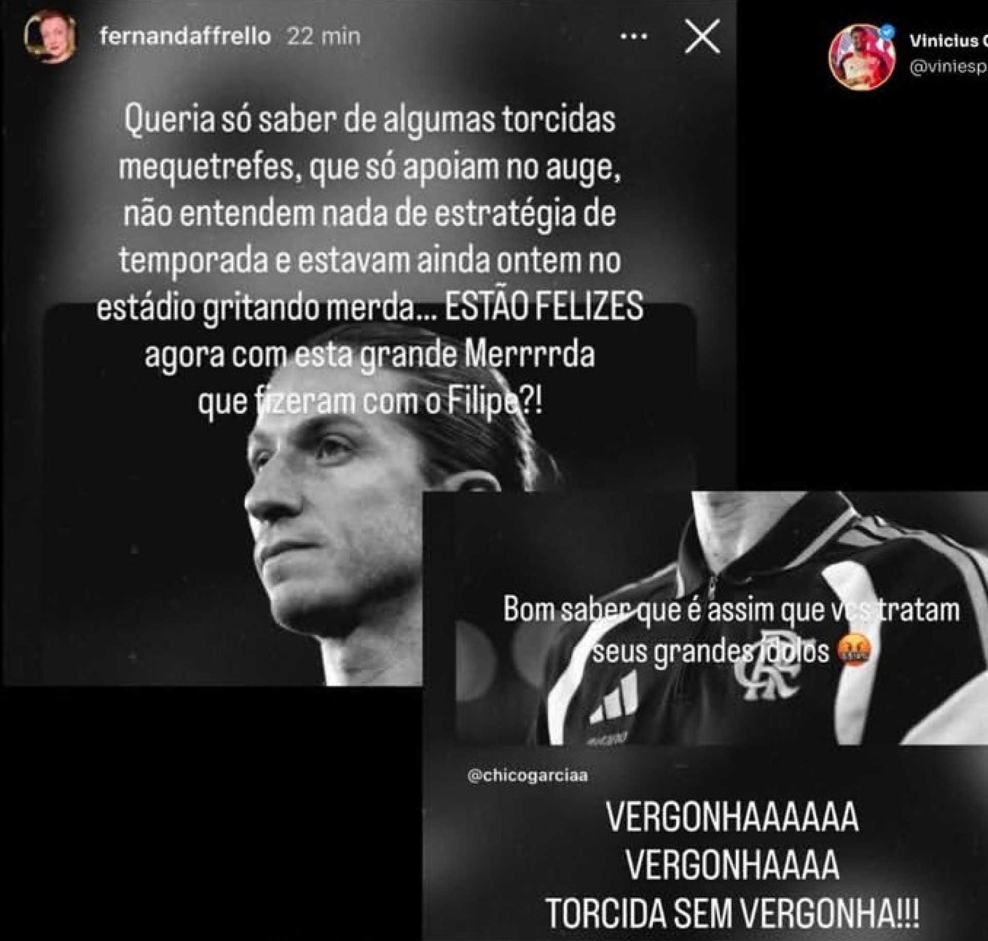 Imagem associada &agrave; irm&atilde; de Jorginho, meia do Flamengo, mostra insatisfa&ccedil;&atilde;o da familiar com a demiss&atilde;o de Filipe Lu&iacute;s - Internet