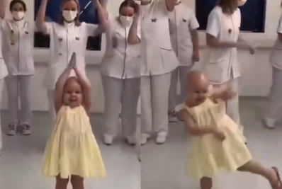 Vídeo! Menina de 4 anos em tratamento contra câncer encanta internet ao dançar com enfermeiras