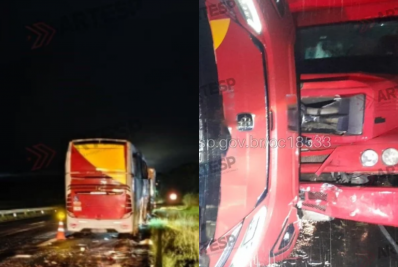 Ônibus tomba com 36 passageiros e é atingido por caminhão no interior de SP