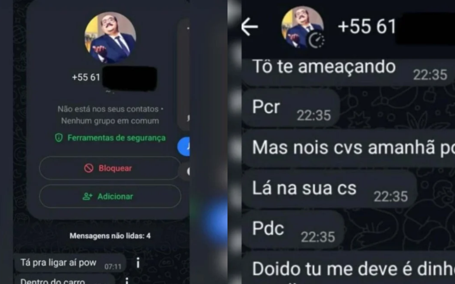 Agiota utilizava a foto do Senhor Barriga no perfil do WhatsApp para intimidar as pessoas - Reprodu&ccedil;&atilde;o / Redes sociais