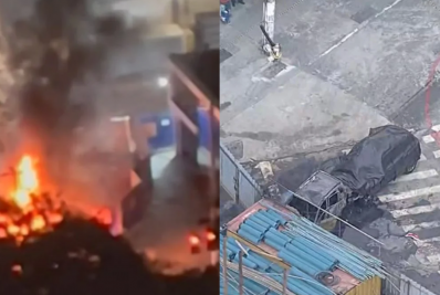 Viatura da PM pega fogo durante perseguição em São Paulo