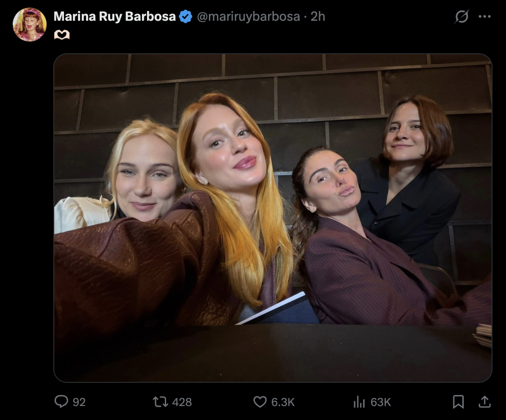 Post de Marina Ruy Barbosa na rede social 'X' - Reprodução/X