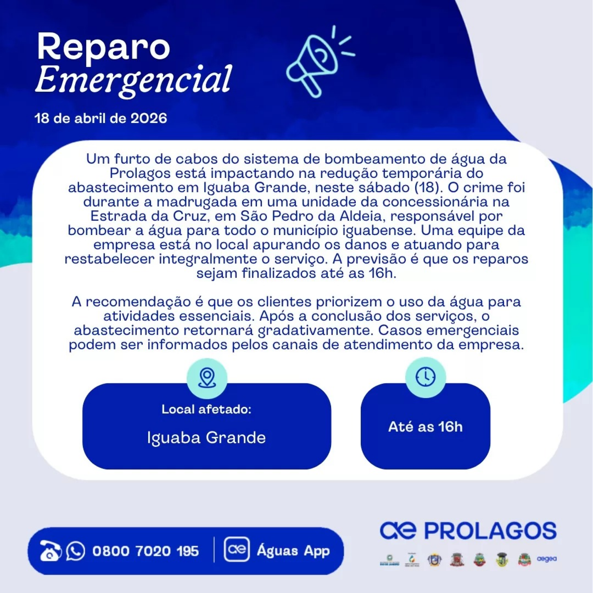 A previs&atilde;o &eacute; que os reparos sejam finalizados at&eacute; as 16h. - Reprodu&ccedil;&atilde;o/