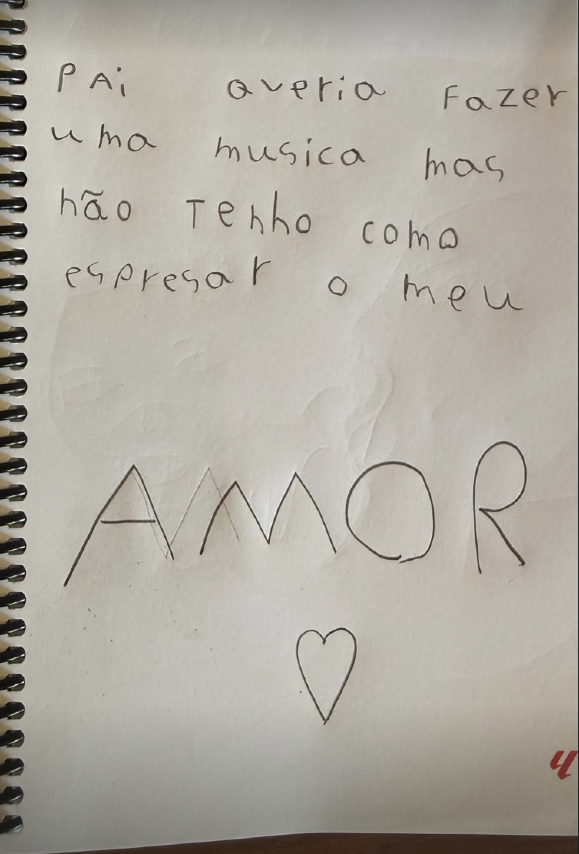 Carta que a filha de José Loreto, Bella, fez para ele - Reprodução/Instagram