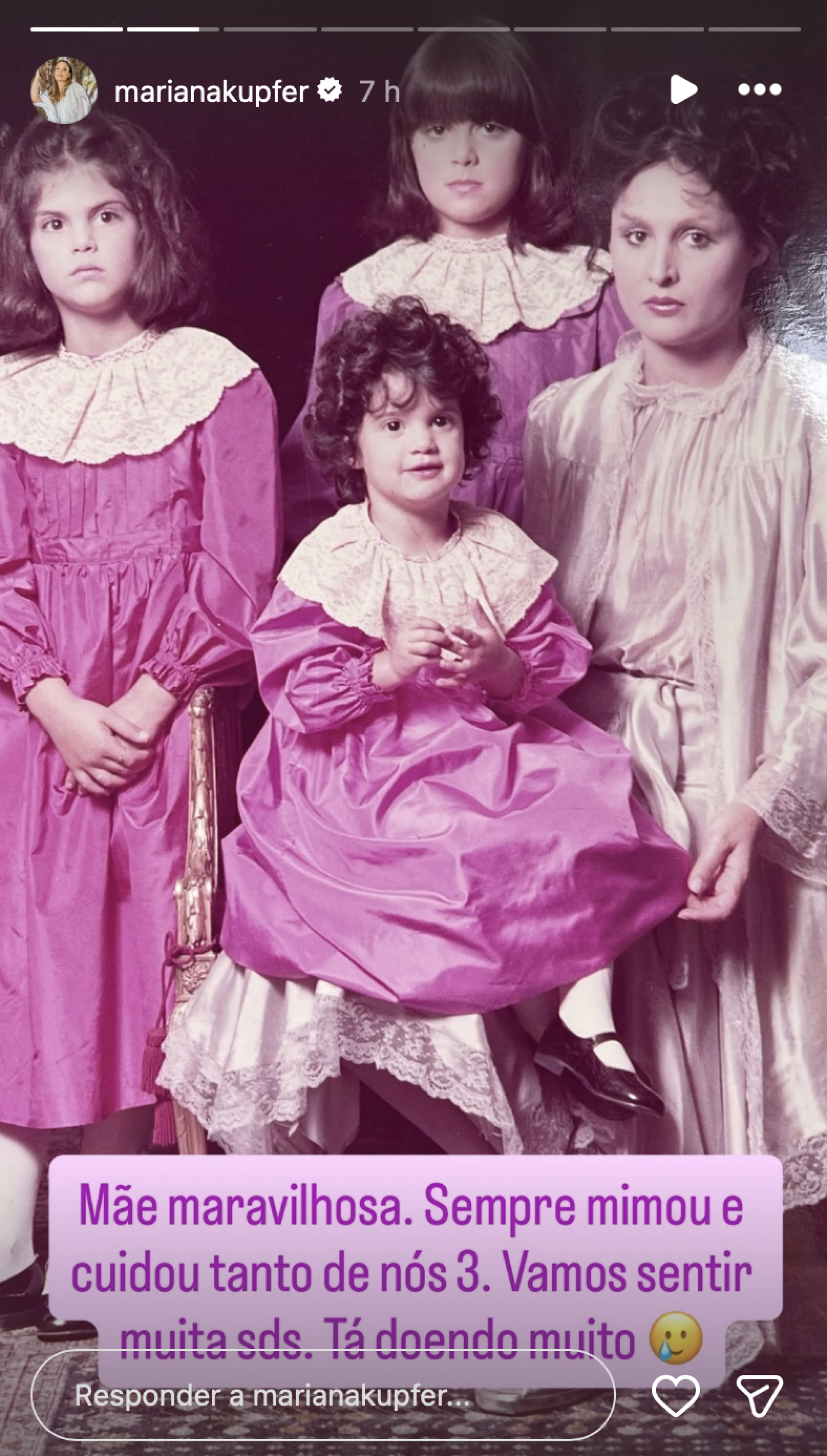 Mariana Kupfer presta homenagens à mãe - Reprodução/Instagram