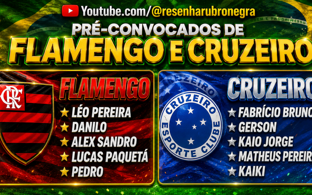 Flamengo e Cruzeiro têm 5 jogadores na pré-lista de convocados para a Copa