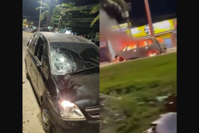 Motorista atropela quatro jovens e carro é incendiado por populares em Tamoios