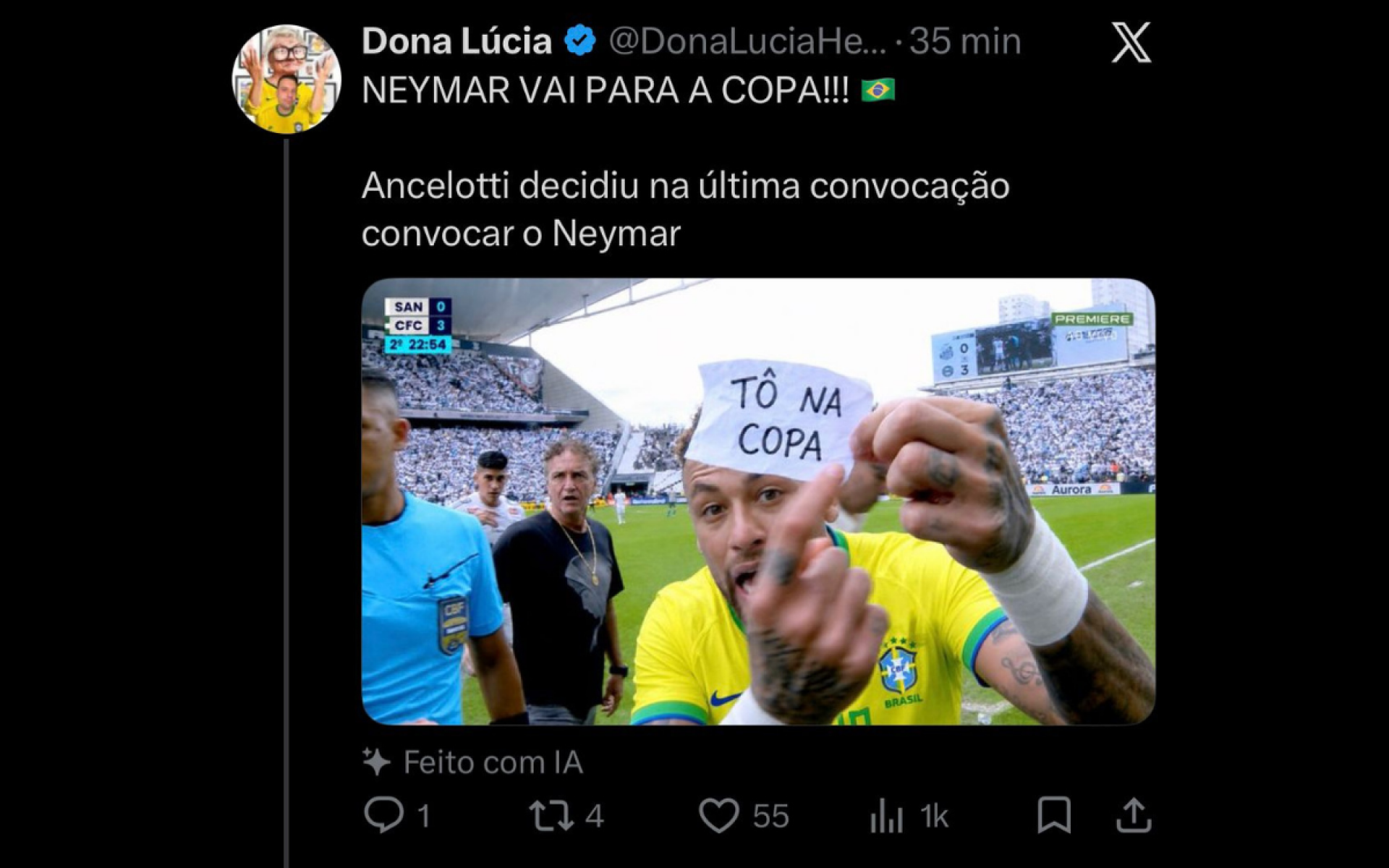 Convocação de Neymar gerou repercussão nas redes
 - Reprodução