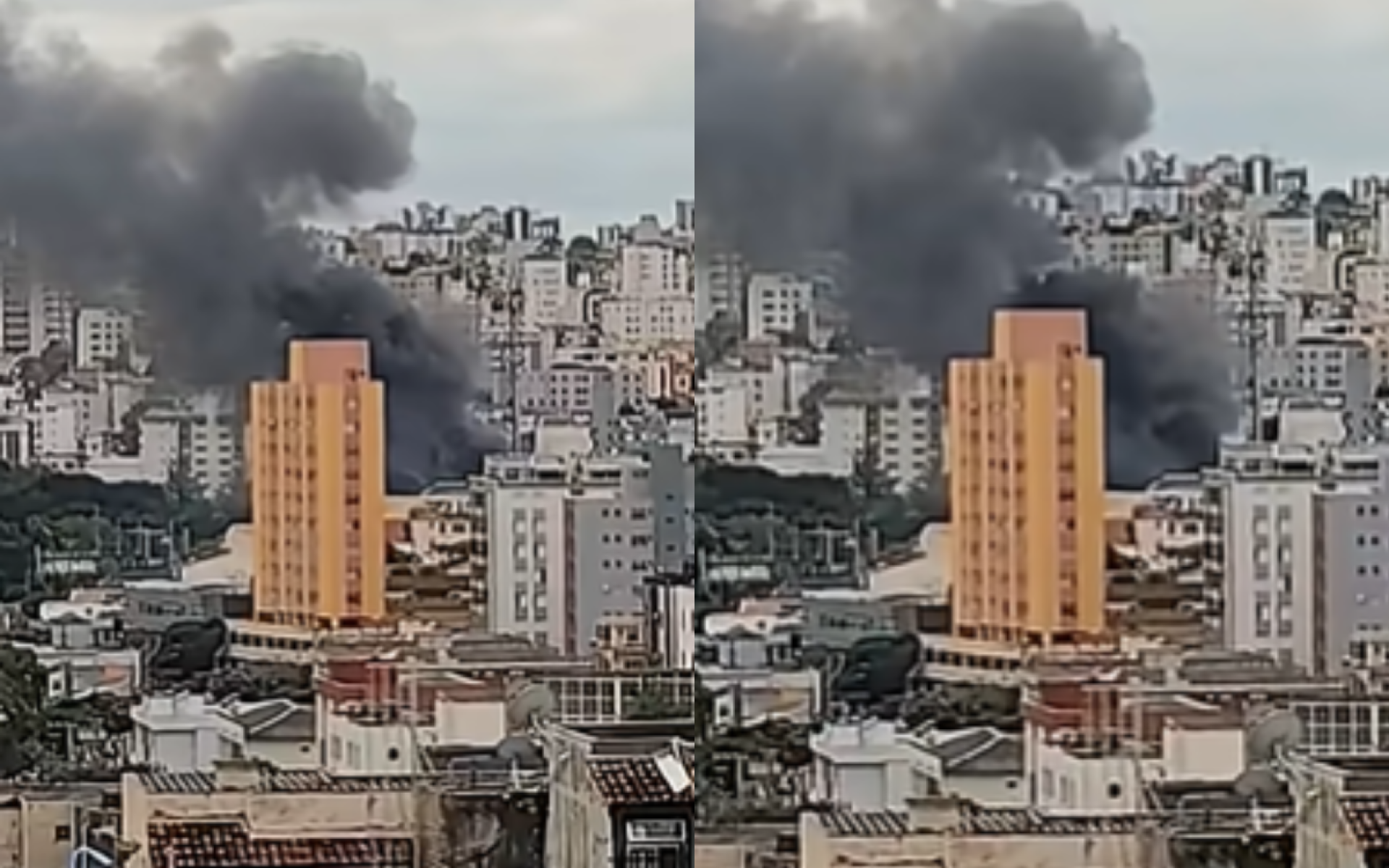 Incêndio de grandes proporções atinge galpão em BH